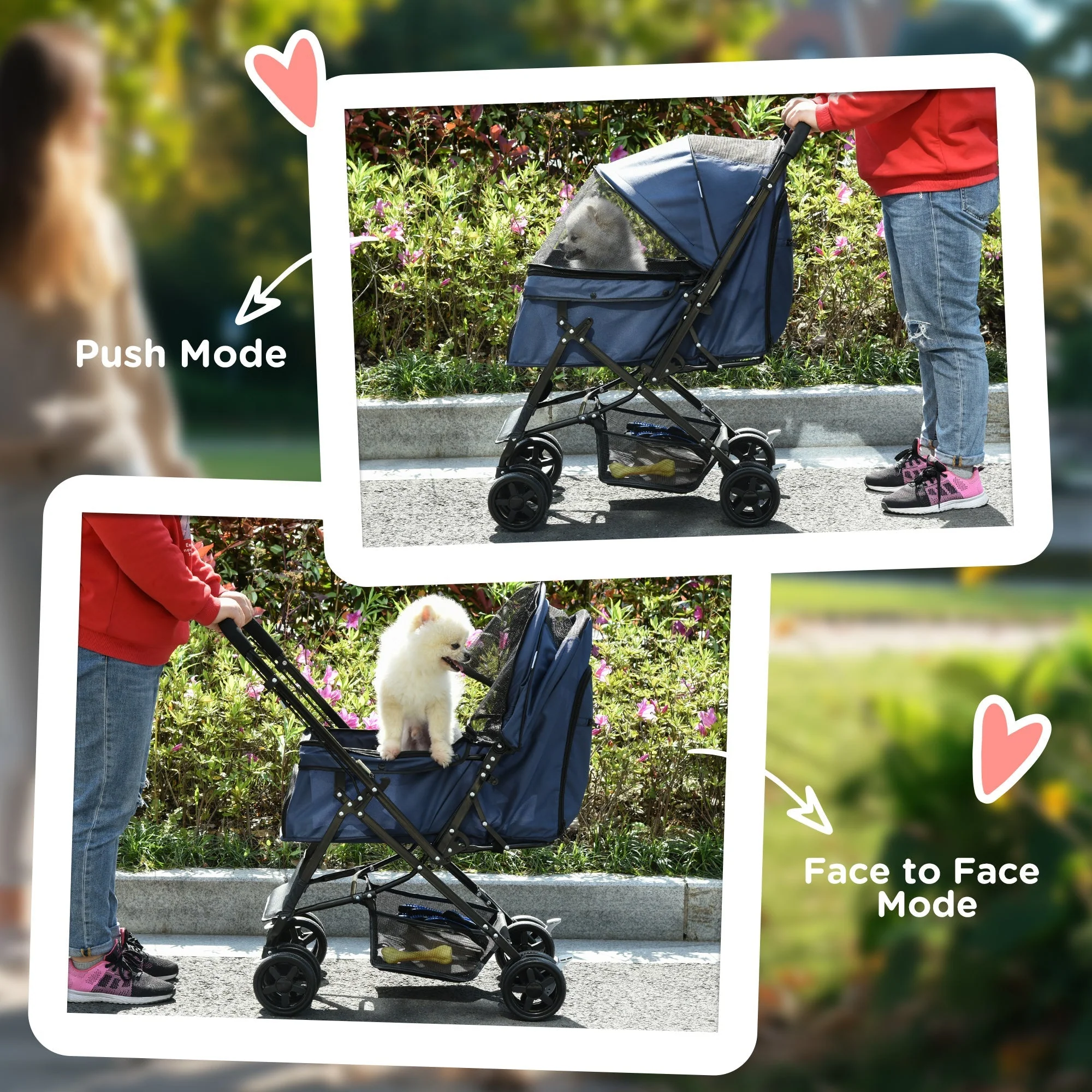Pet Stroller Cat Buggy, Foldable Lightweight, Oxford Blue - Image 7