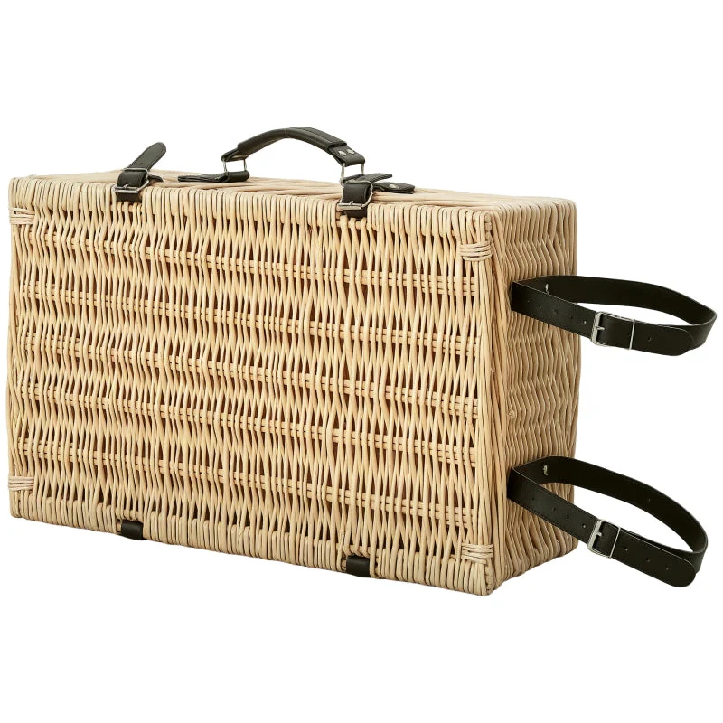 Picnic Basket with Insulated Cooler Compartment, Blanket, Cutlery Set, natural wood - Image 2