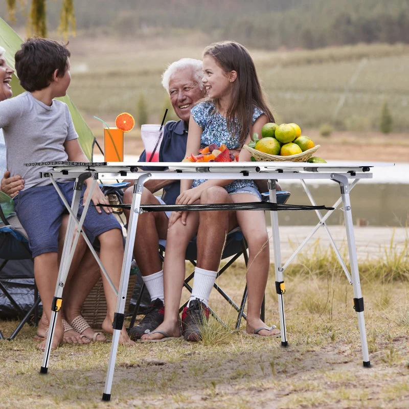 Picnic Folding Table | Height-Adjustable Collapsible Camping Table with Carry Bag | Aluminum Silver - Image 2
