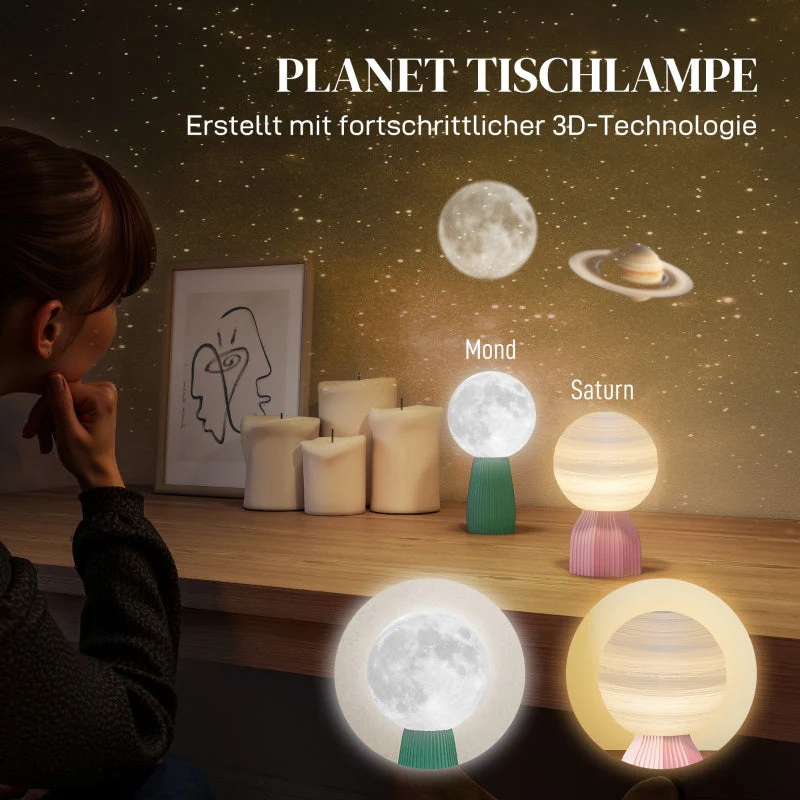 Planetary Table Lamp Set, 3 Colors USB Plastic, White - Image 3