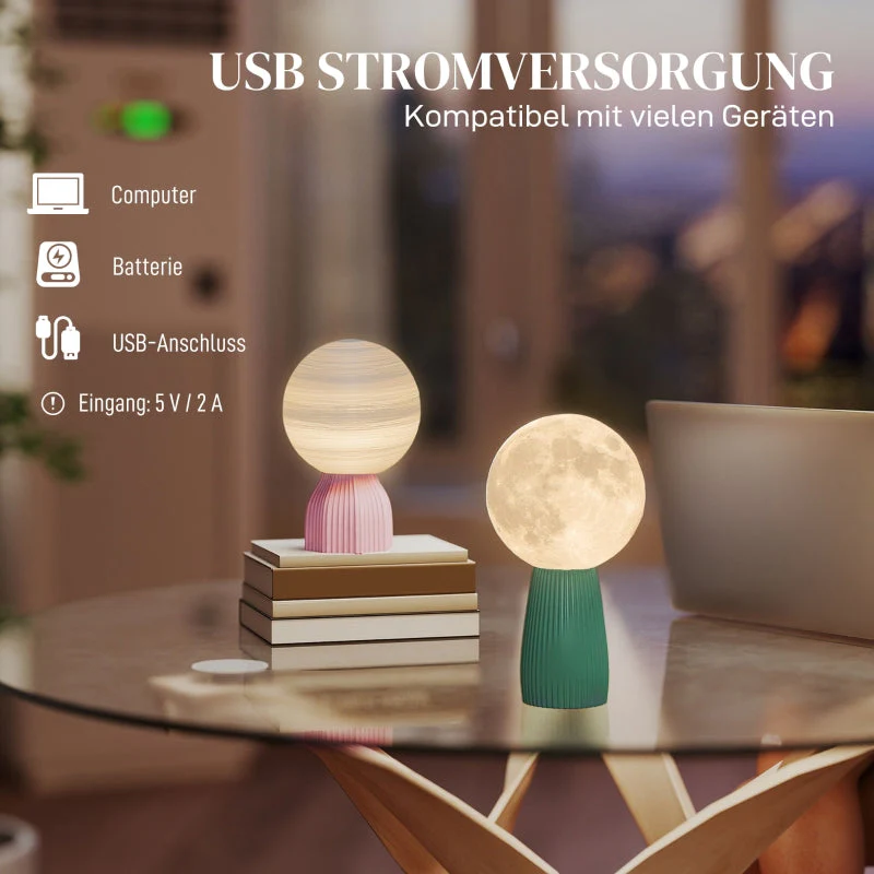 Planetary Table Lamp Set, 3 Colors USB Plastic, White - Image 5