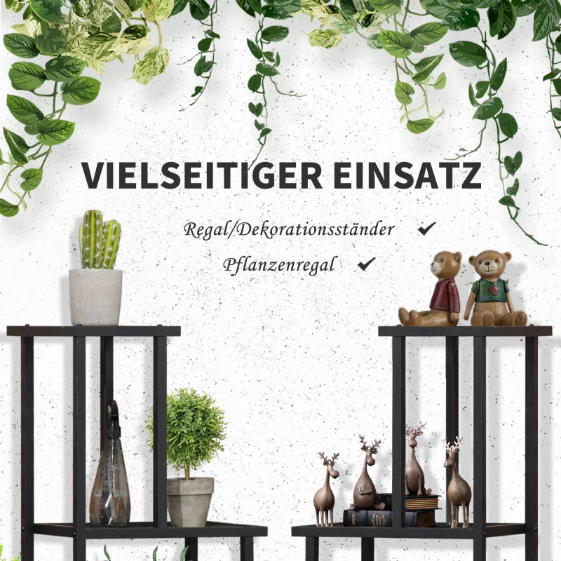 Plant Shelf with 4 Tiers, Multi-Tier Flower Stand, Metal Black - Image 4