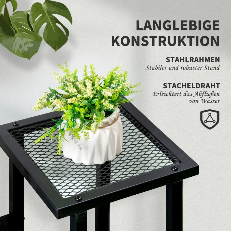 Plant Shelf with 4 Tiers, Multi-Tier Flower Stand, Metal Black - Image 6