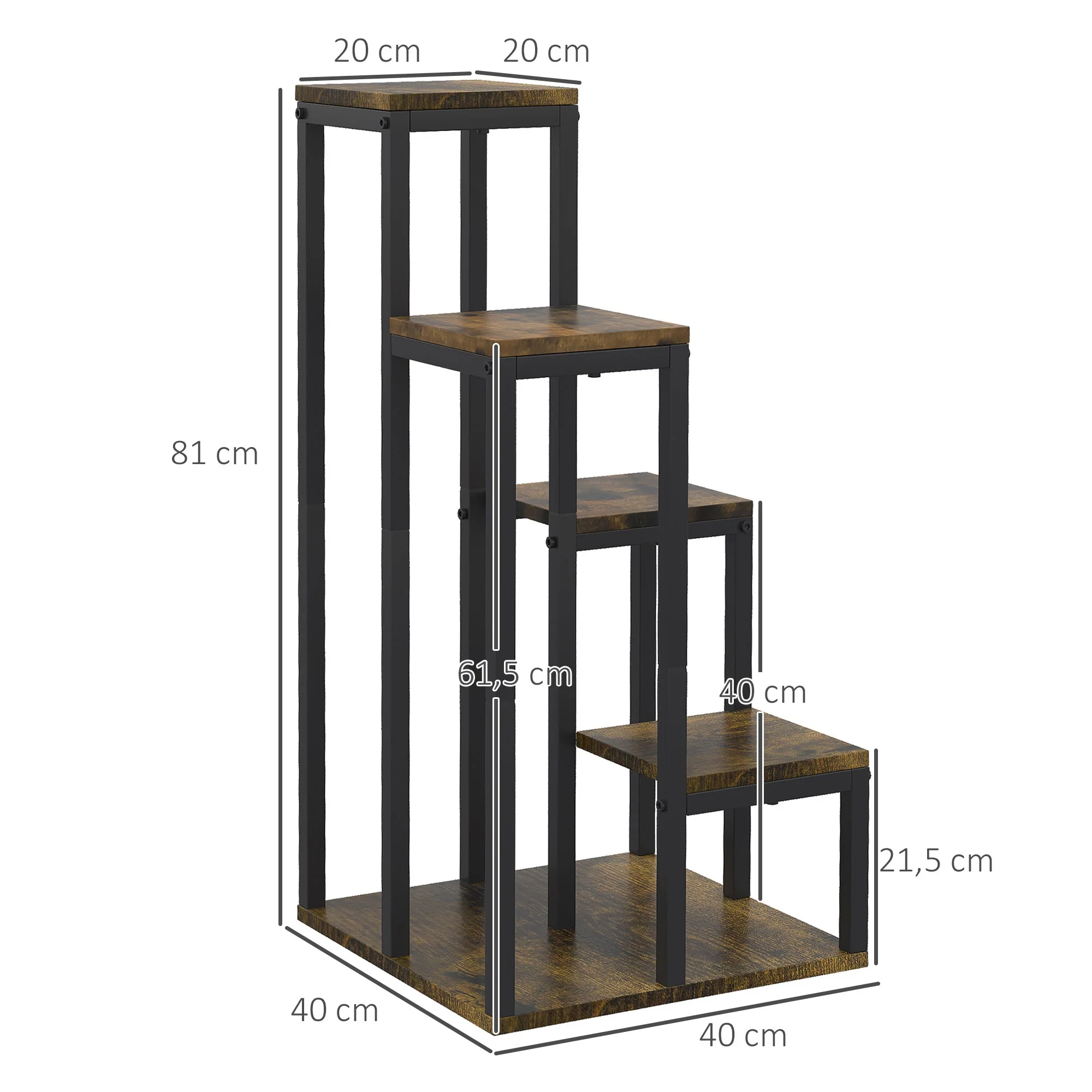 Plant Stand, 4-Level Multifunctional Shelf, Brown - Image 3