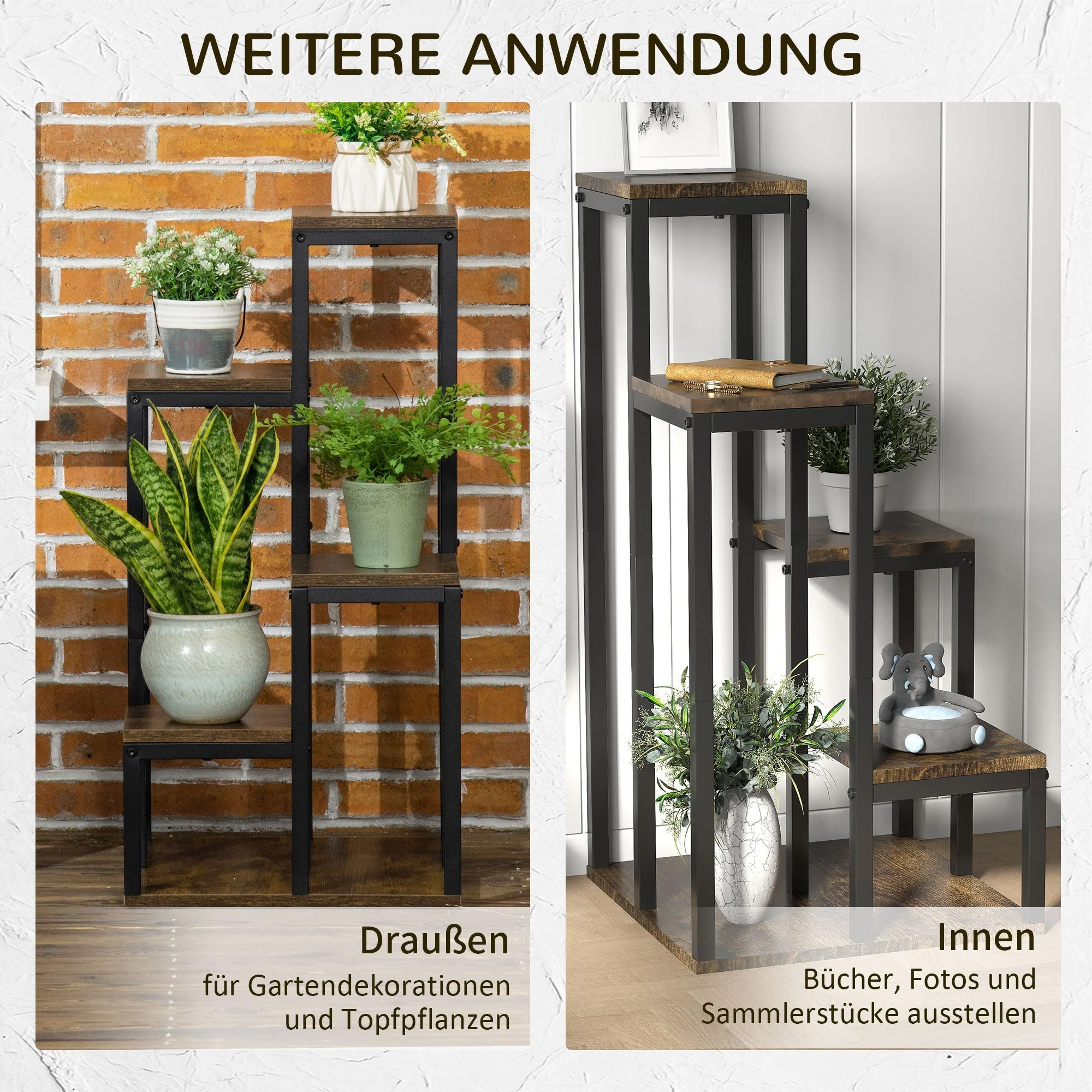 Plant Stand, 4-Level Multifunctional Shelf, Brown - Image 6