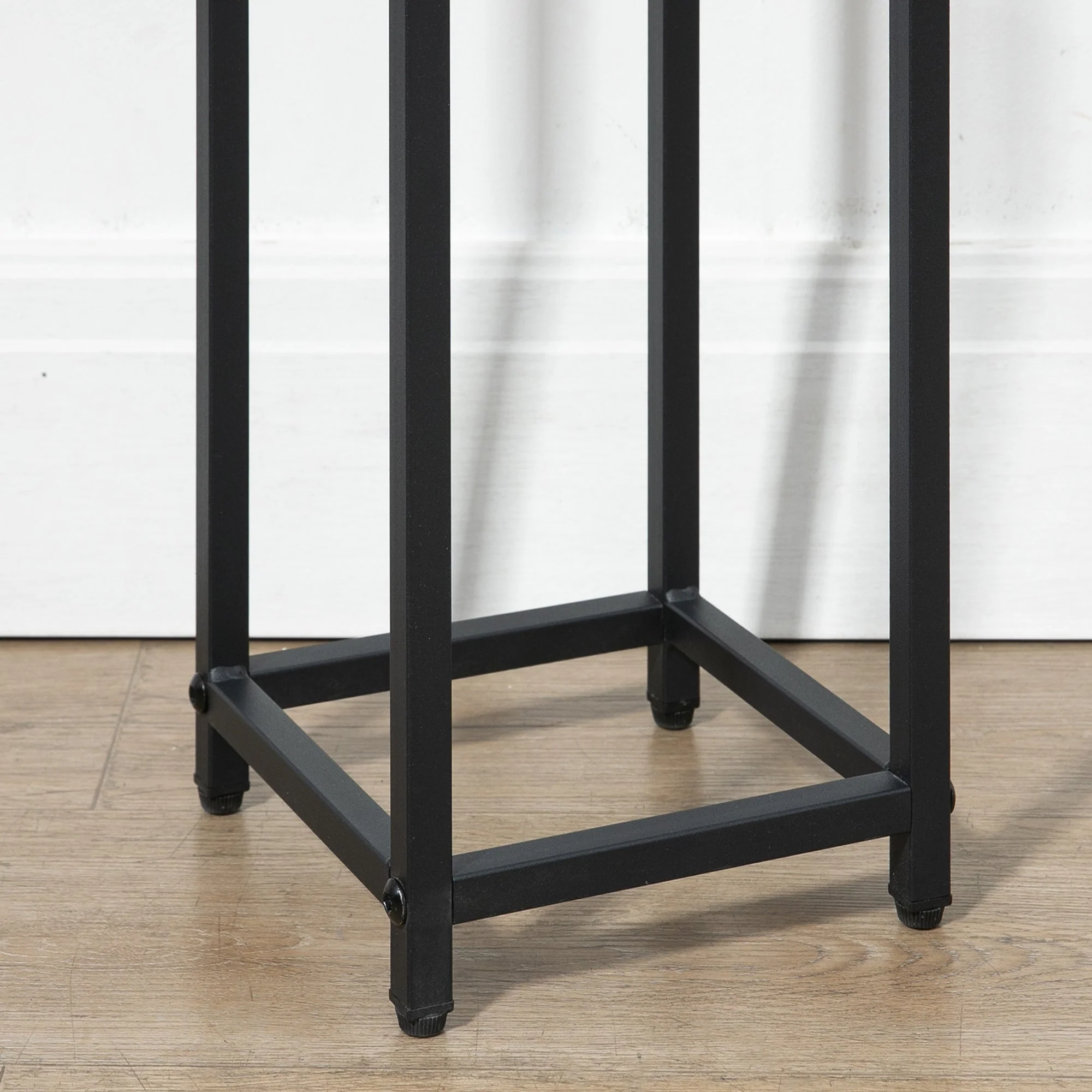 Plant Stand Set 3-piece Flower Stool & Flower Pot Holder Steel Black and Natural - Image 8