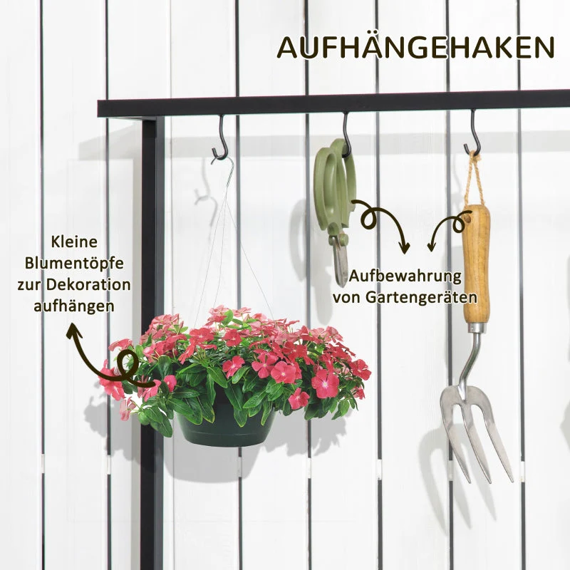 Plant Stand with 3 Tiers and Mounting Hooks, Natural Wood - Image 5