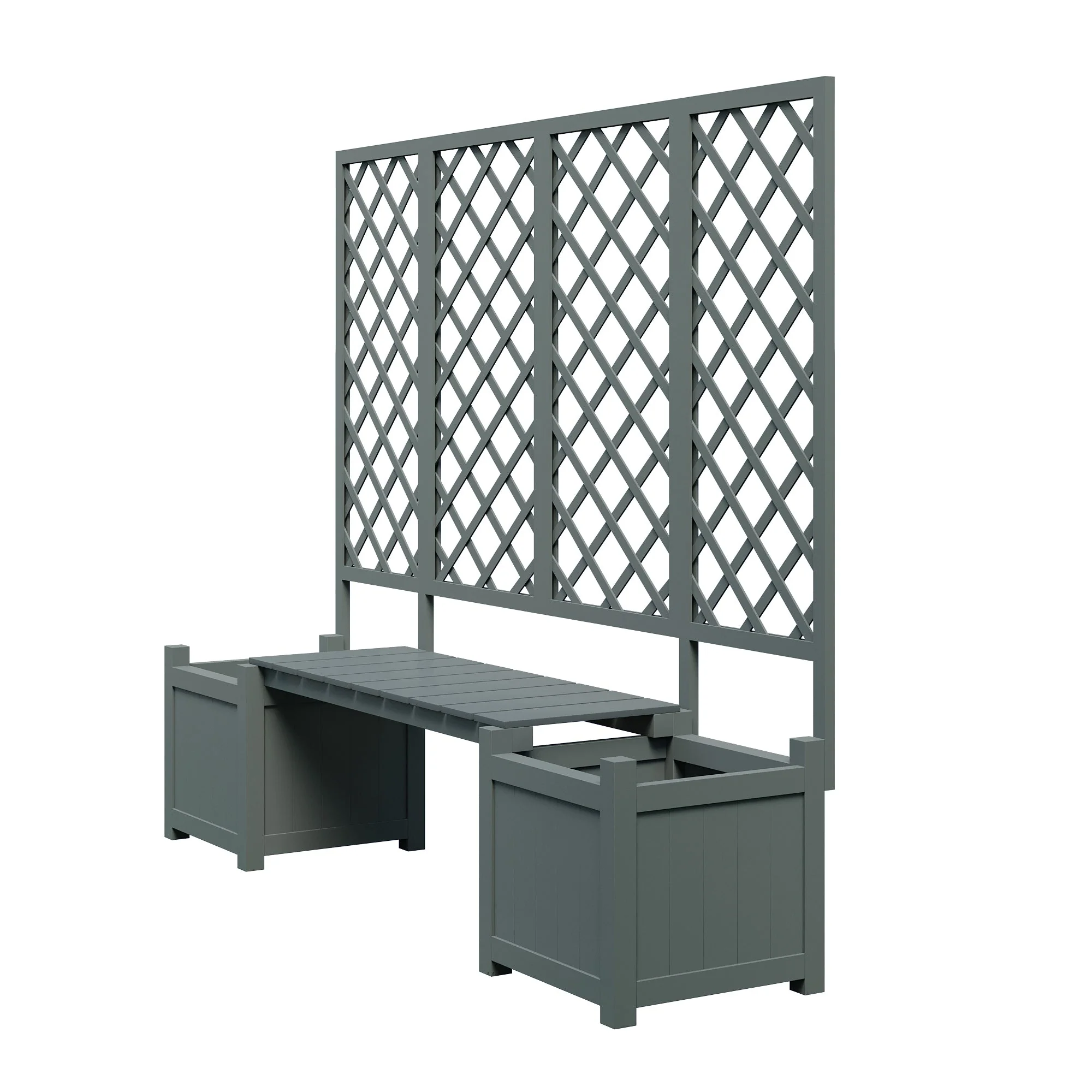 Planter Box with Trellis and Seating - Solid Grey Fir - Image 10