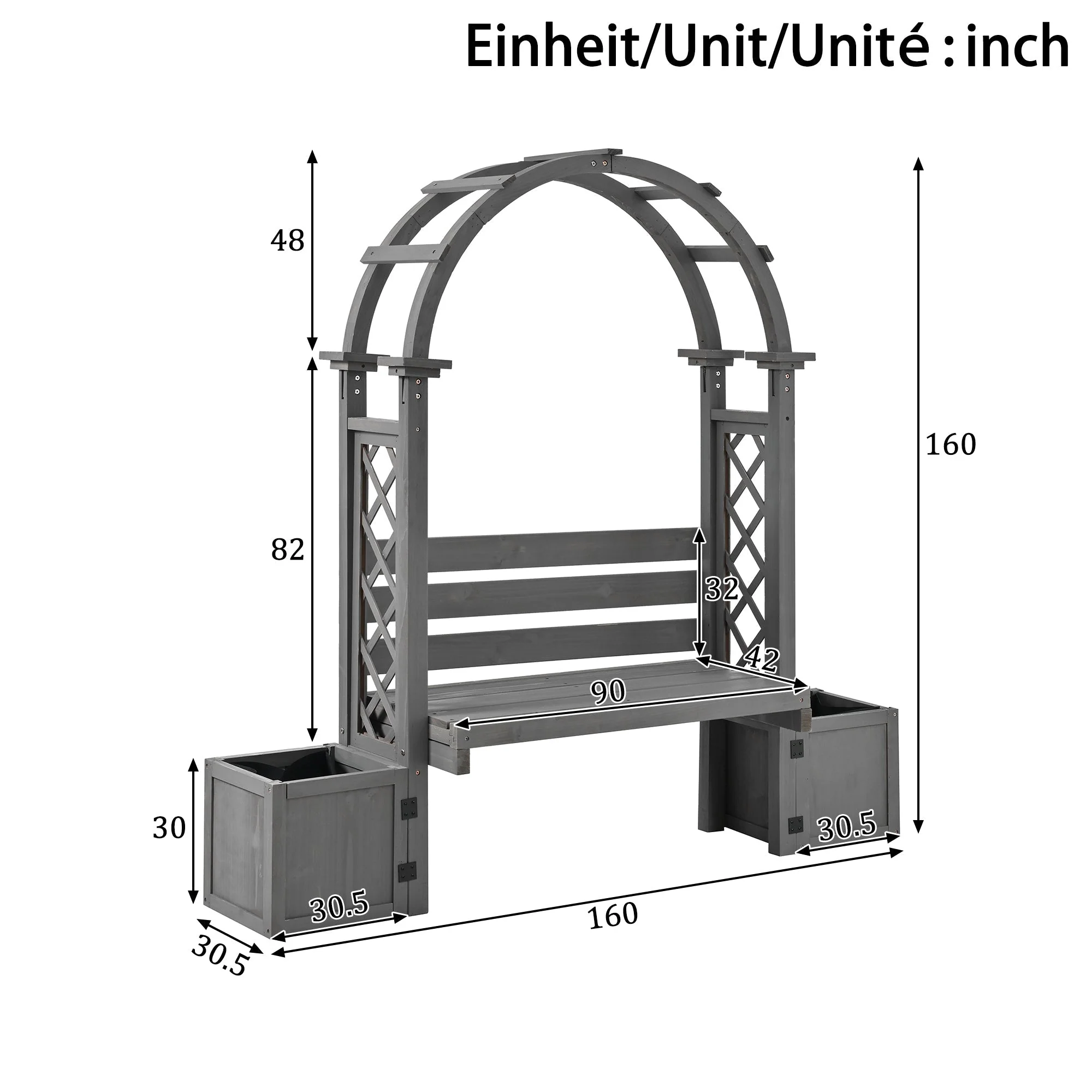 Planter with Trellis and Seating for Garden Yard and Patio, Wood - Image 4