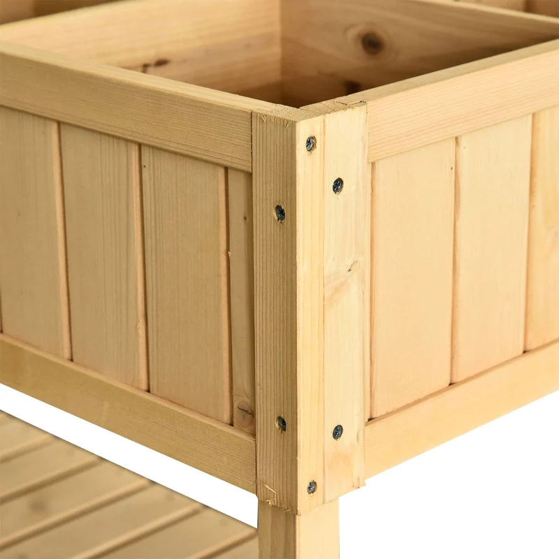 Planting Table Raised Bed, 8 Compartments with Drainage, Fir Solid Wood - Image 8