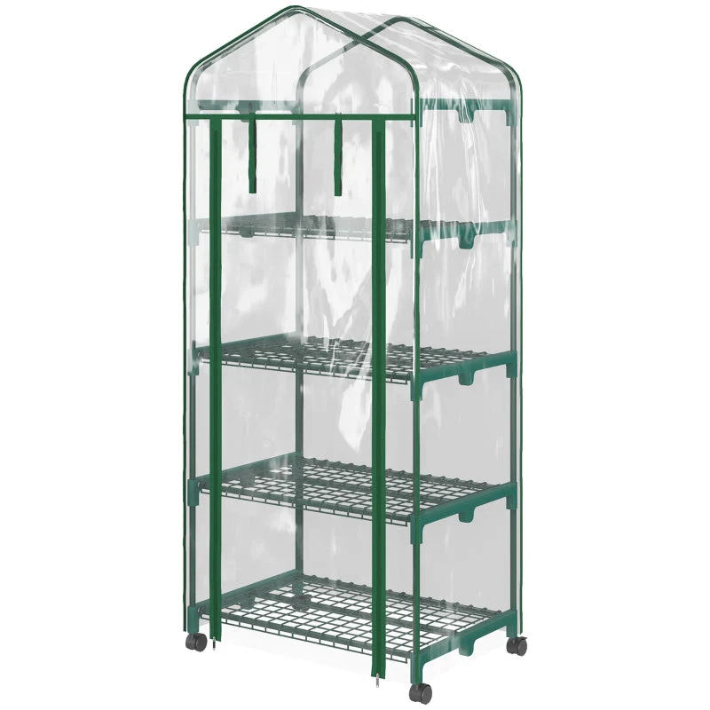 Plastic Greenhouse, 4-Shelf Cold Frame, Transparent - Image 2