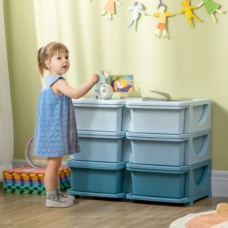 Plastic storage box, 6 drawers, toy organizer, blue - Image 2