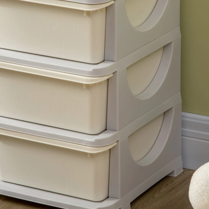 Plastic Storage Box, 6 Drawers, Toy Organizer, Cream White - Image 7