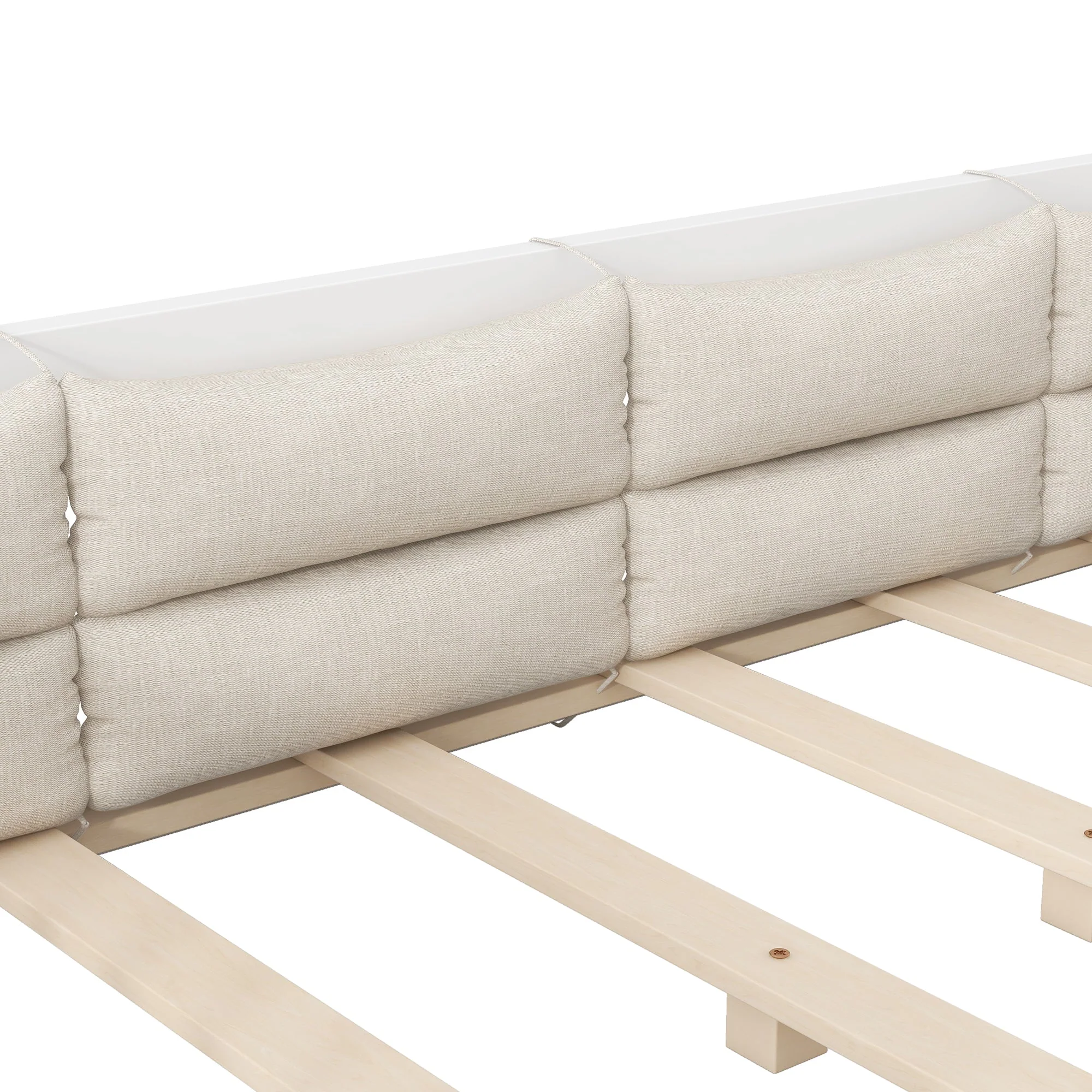 Platform Bed with Side Rails and Pillows, 90x200, White - Image 10