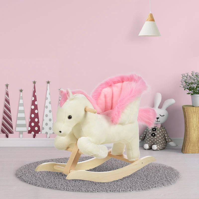 Plush Baby Rocking Horse with Sound Effects and Handles, Toddler Swing Seat
