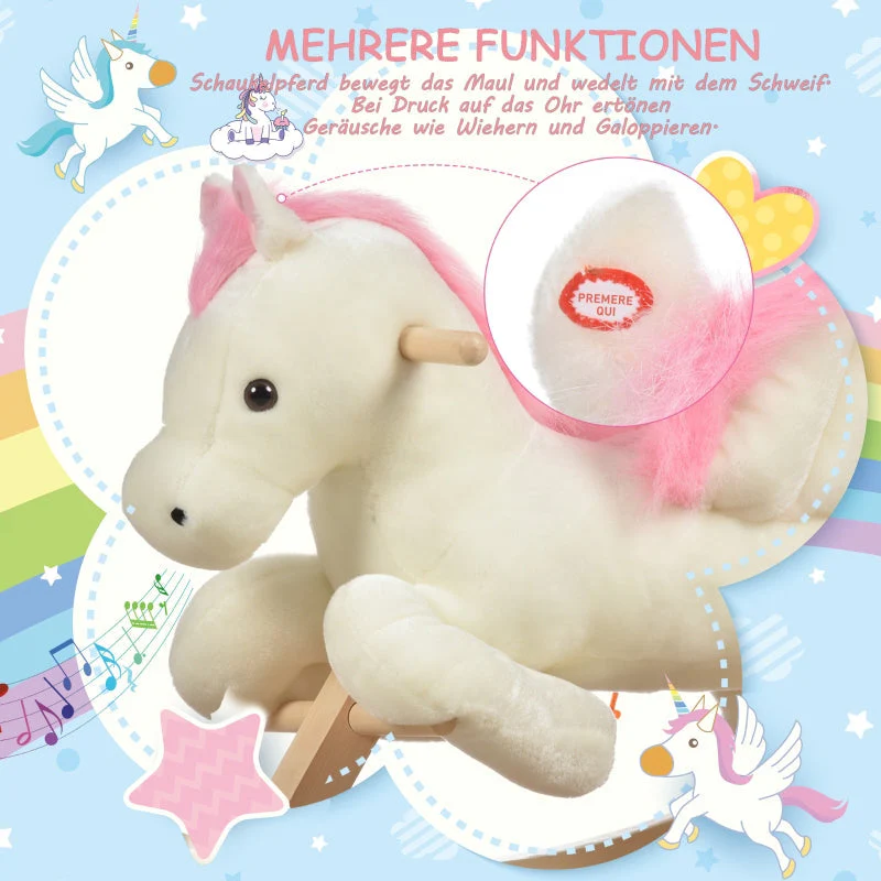 Plush Baby Rocking Horse with Sound Effects and Handles, Toddler Swing Seat - Image 5