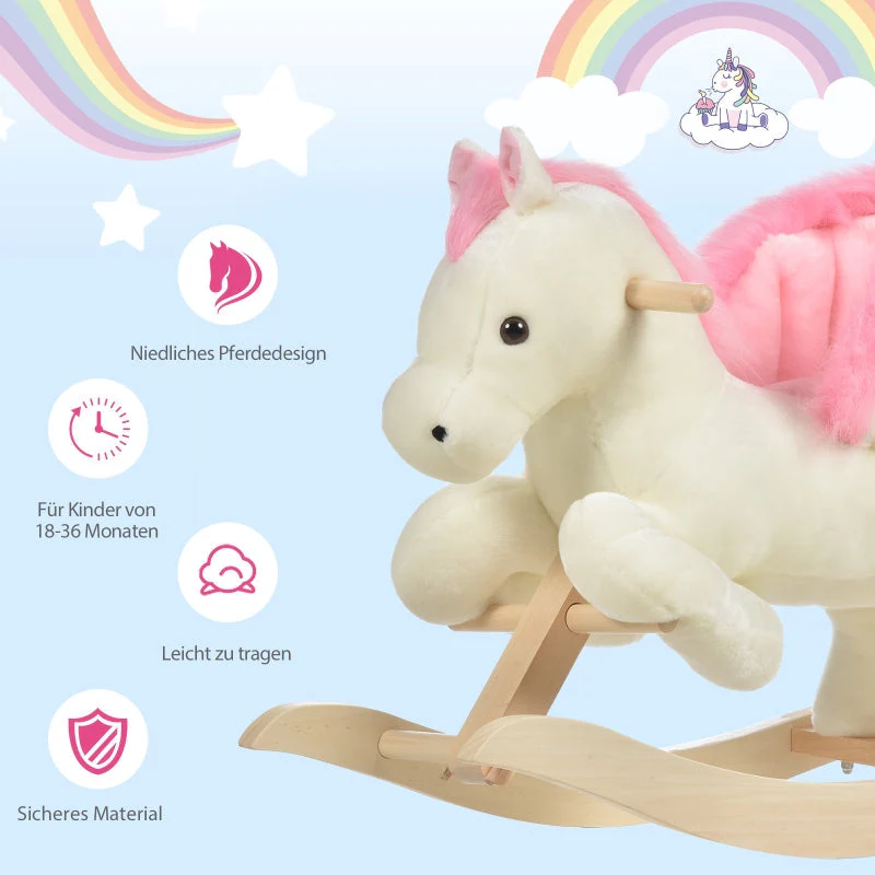 Plush Baby Rocking Horse with Sound Effects and Handles, Toddler Swing Seat - Image 6