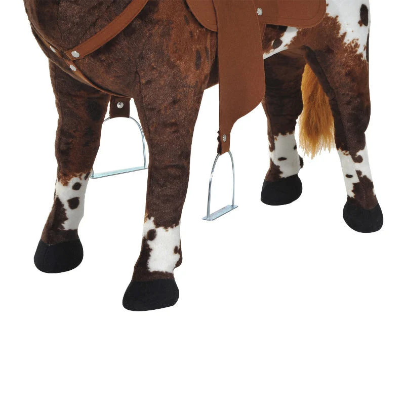 Plush Riding Horse with Saddle, Sound and Stirrups, Brown - Image 8