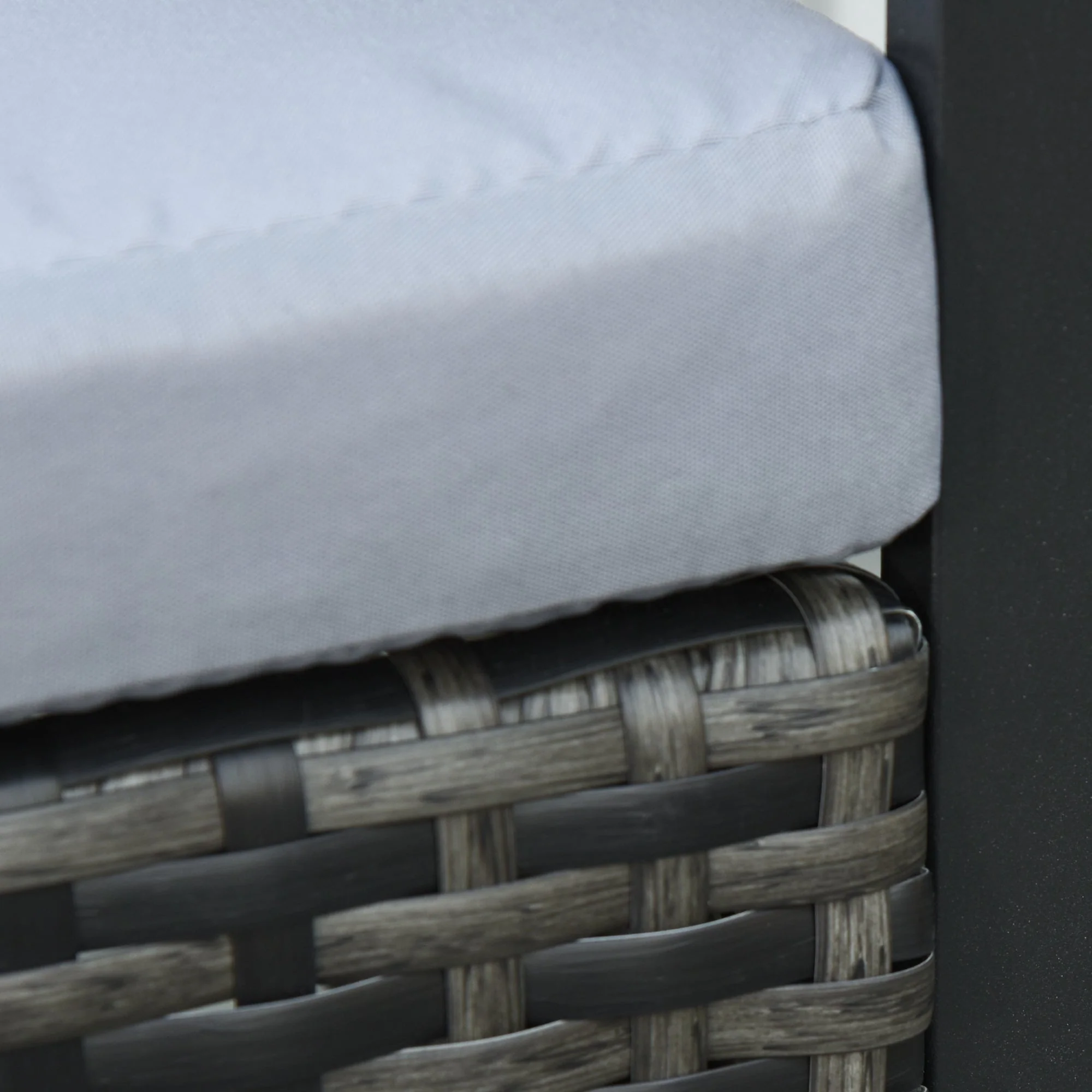 Polyrattan Balcony Set for 2 People, Weatherproof Cushions, Grey - Image 8