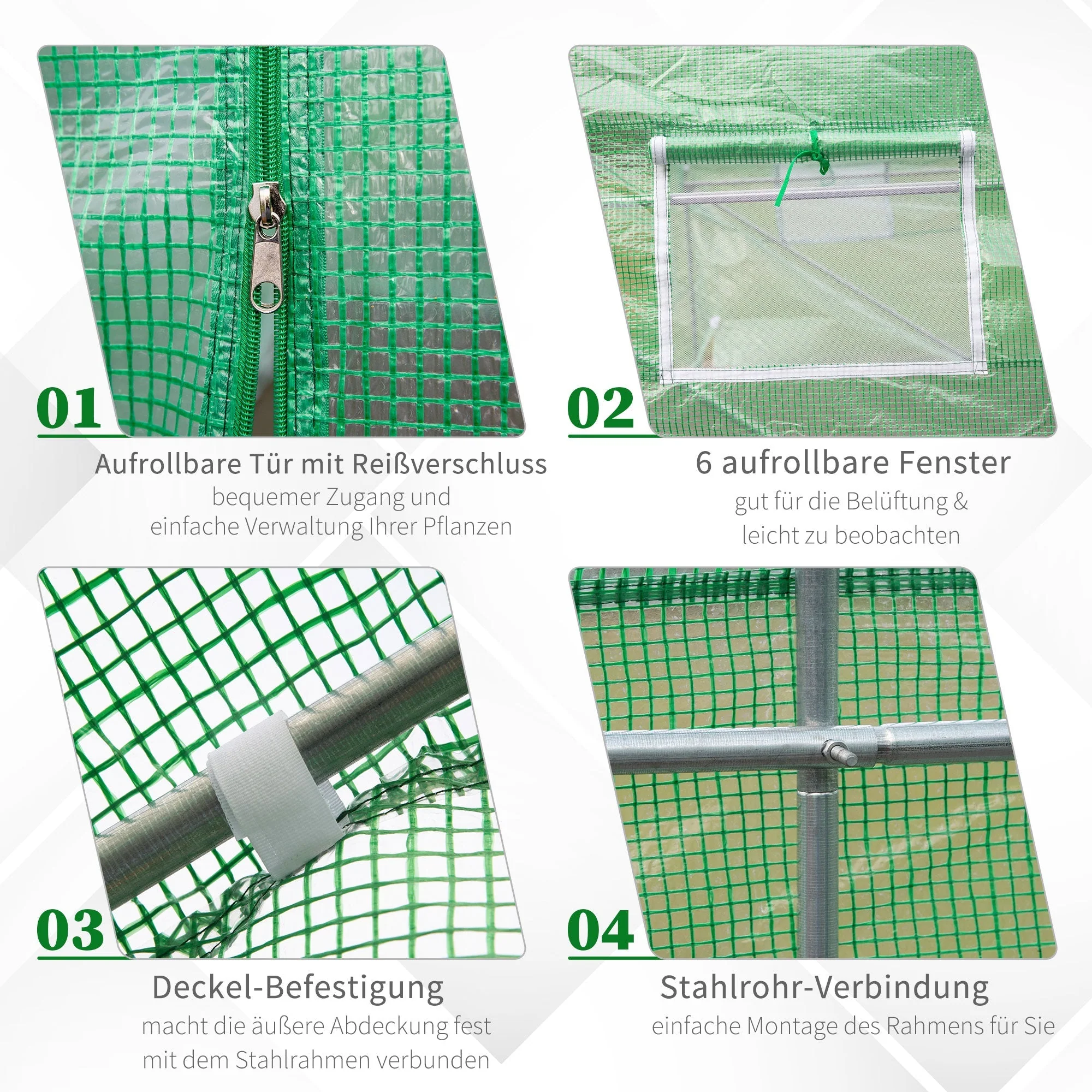 Polytunnel Greenhouse/Tomato Greenhouse with Window 445x190x200cm, Green - Image 5