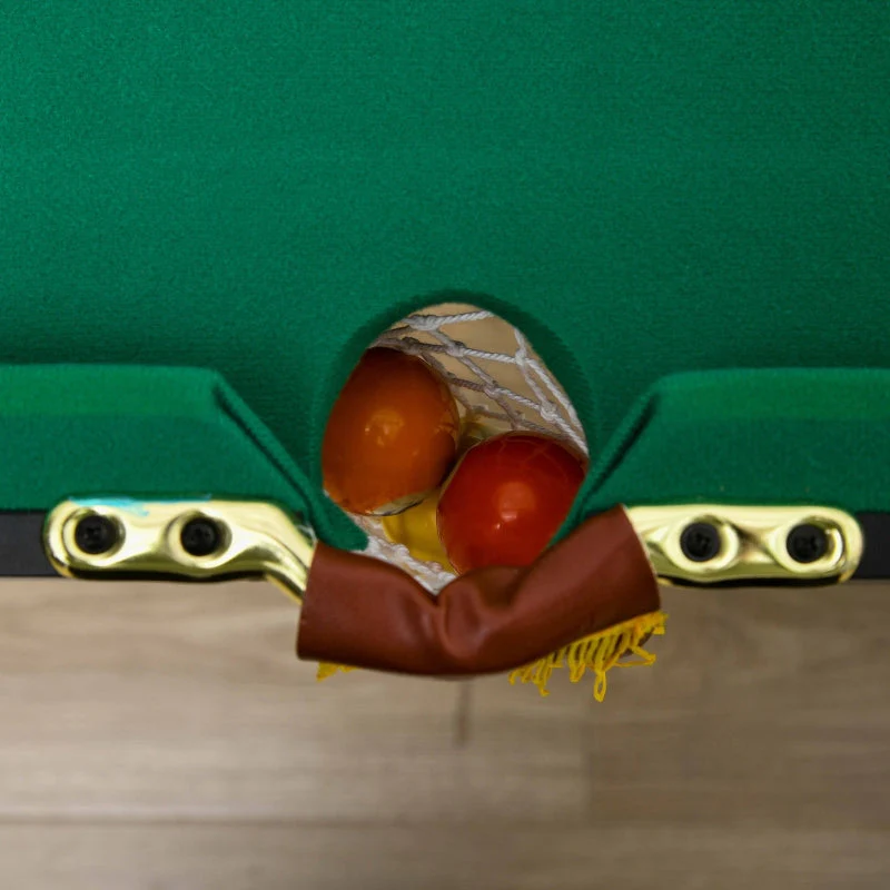 Pool Table with Folding and Height-Adjustable Design, Includes 2 Queues and 16 Balls, Green - Image 8