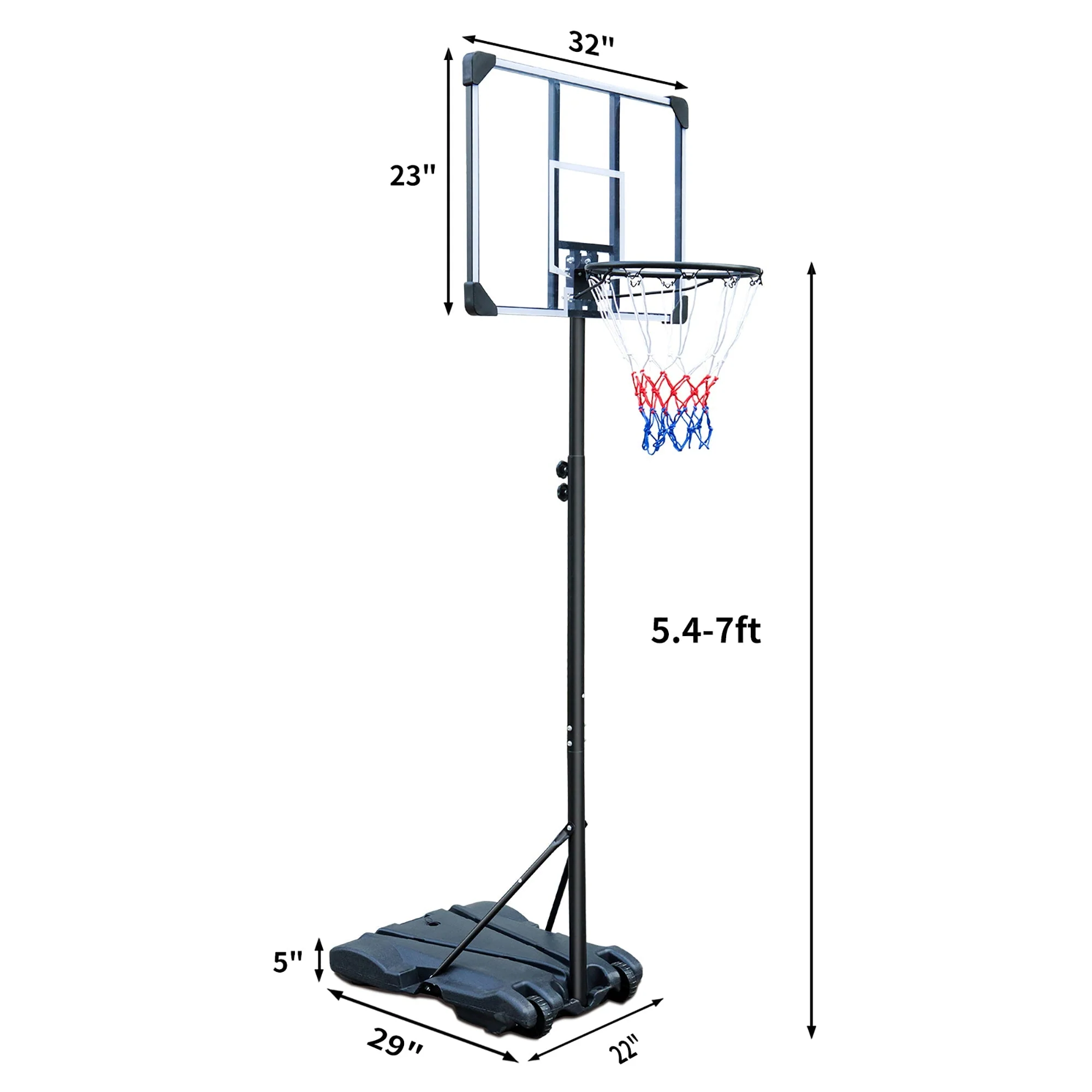 Portable Basketball Hoop, Adjustable Height, Indoor/Outdoor, with Wheels - Image 3