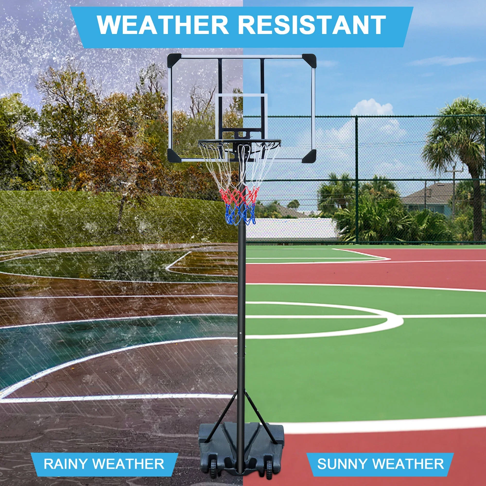 Portable Basketball Hoop, Adjustable Height, Indoor/Outdoor, with Wheels - Image 7