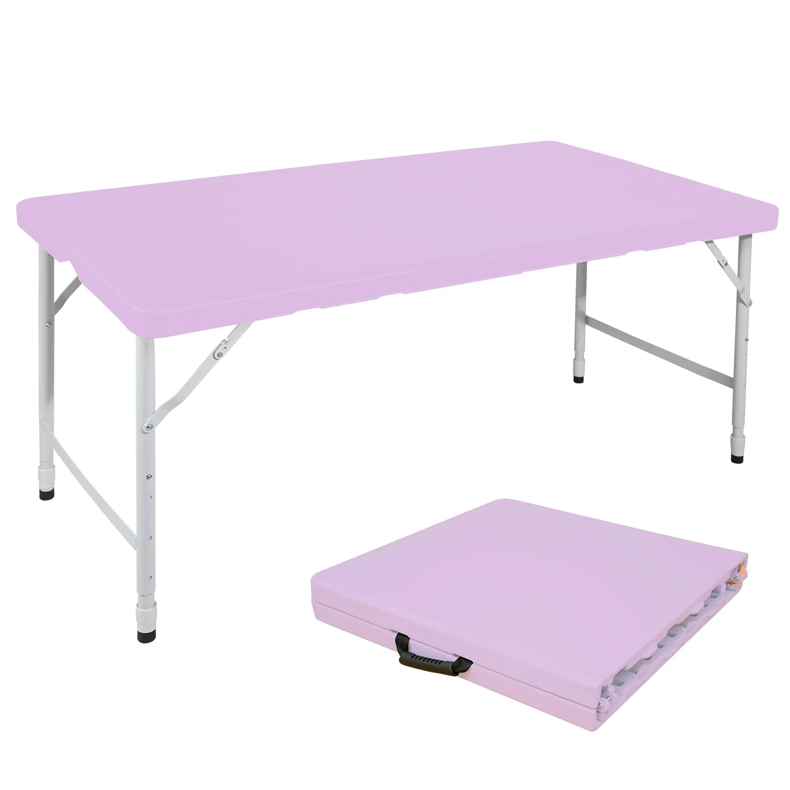 Portable Folding Table 125cm, Adjustable Height, Purple - Image 2