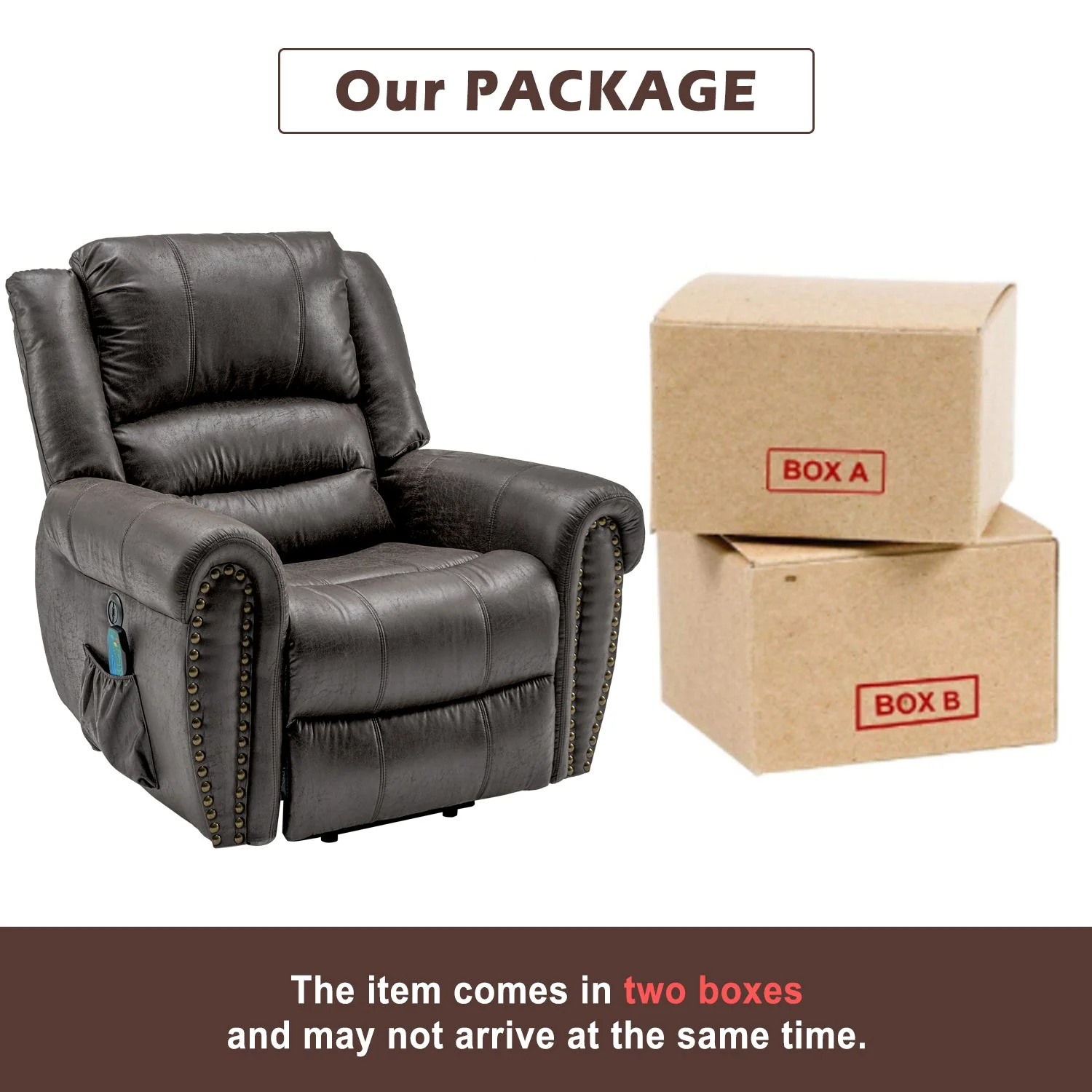 Power Lift Recliner Chair with Massage, Heat, and USB Port, Heavy Duty Electric Faux Leather - Image 7