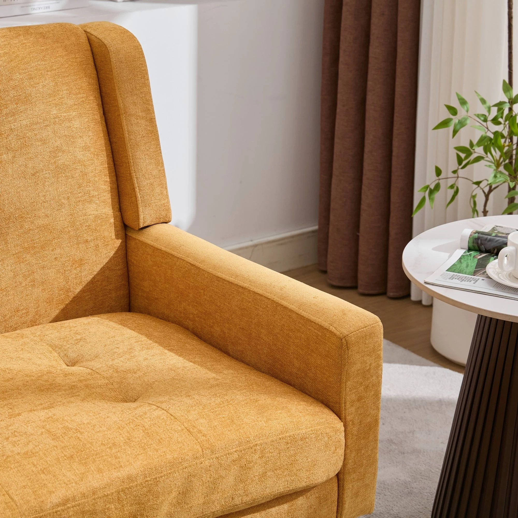 Premium Linen Bench with 2-Seater Tufted Design and Solid Wood Legs, Natural Linen Tone - Image 7