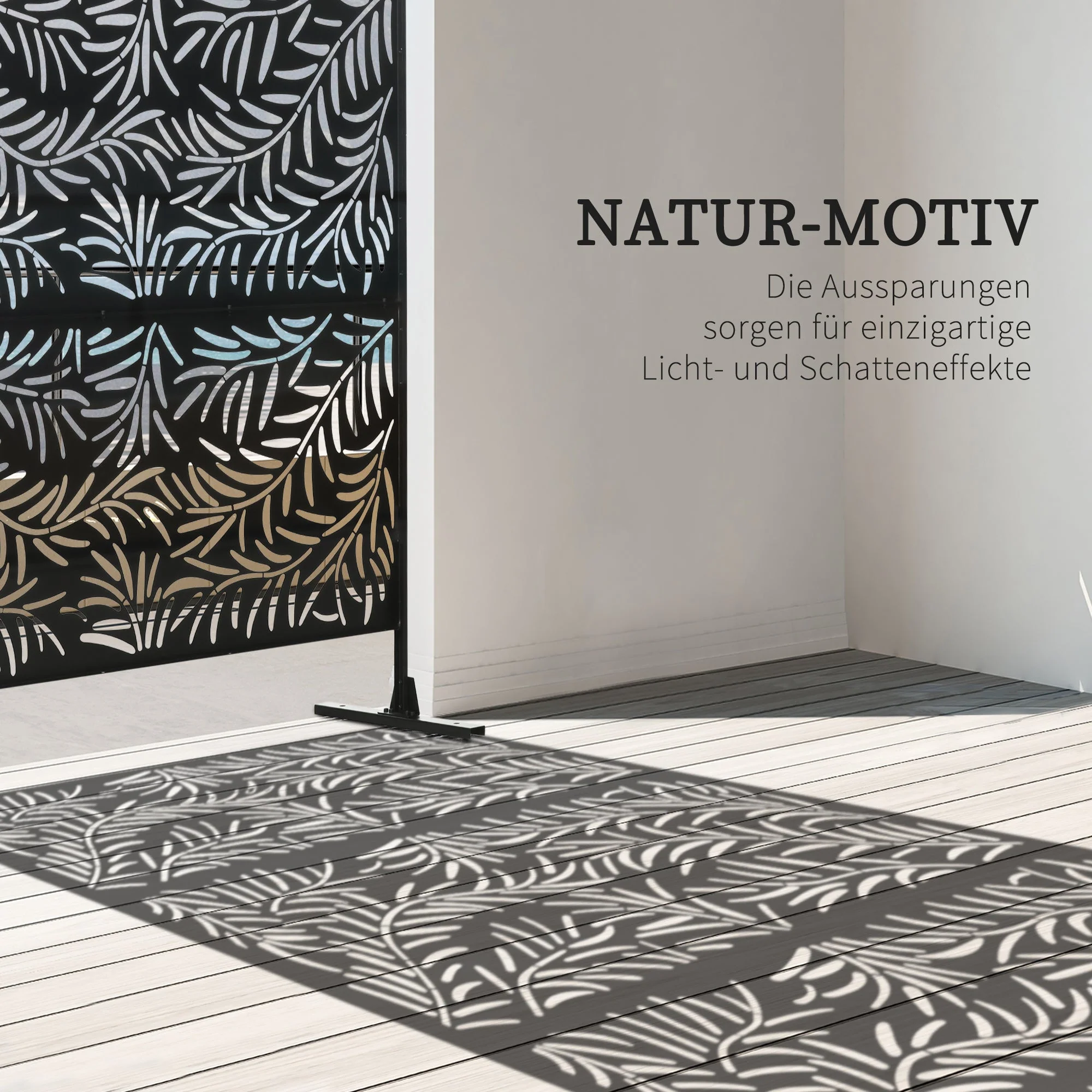 Privacy Screen Room Divider Willow Leaf Pattern 122x198cm Steel Black - Image 4