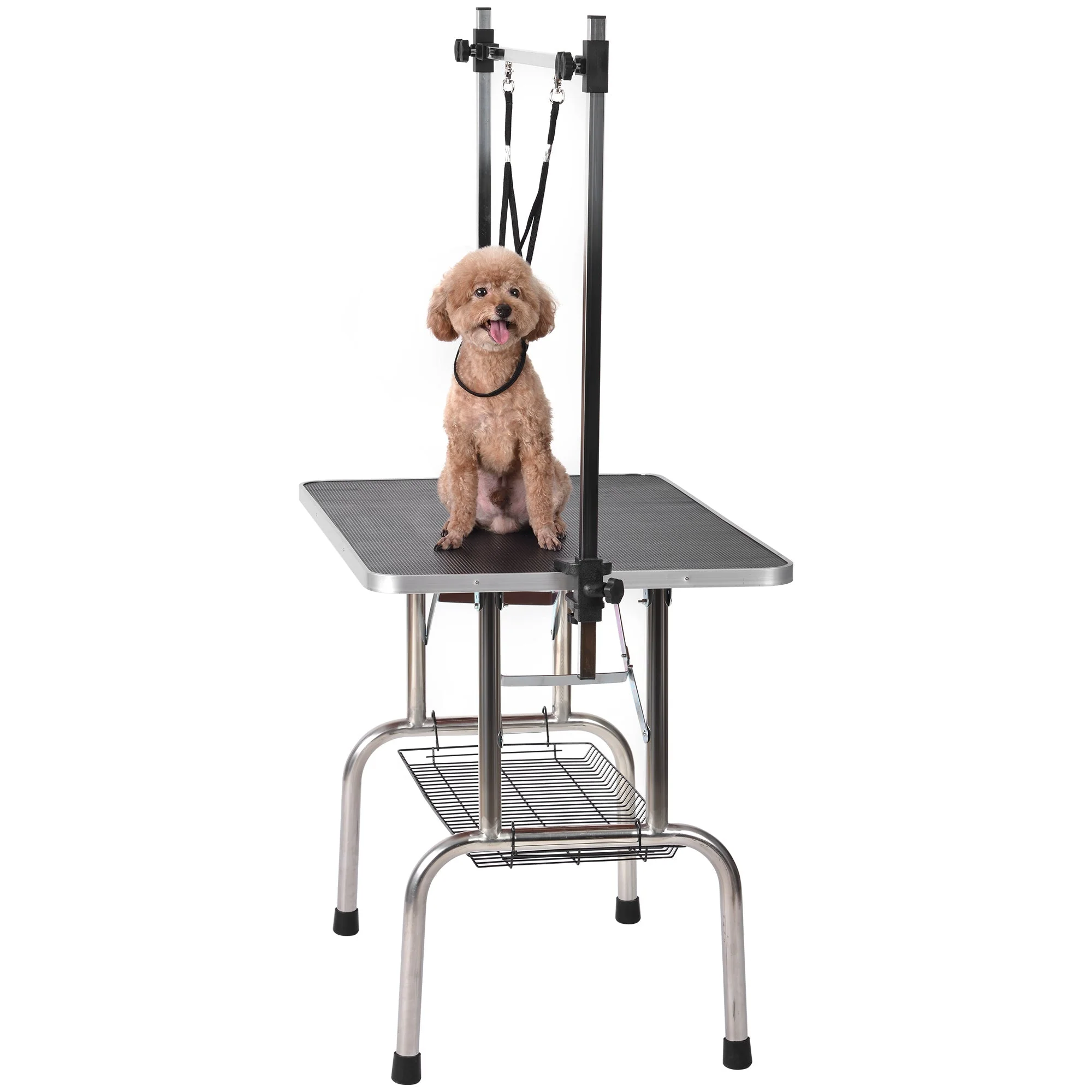 Professional Foldable Dog Grooming Table, Adjustable Arm Heavy-Duty 117cm, Black - Image 3