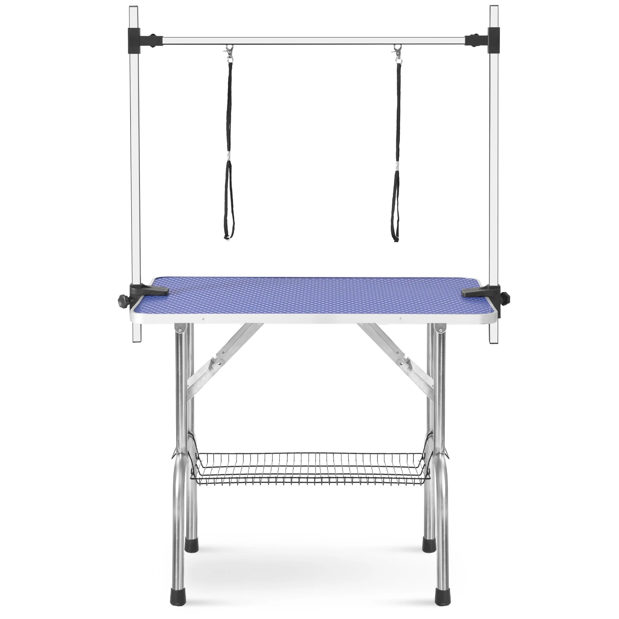 Professional Foldable Dog Grooming Table, Adjustable Arm Heavy-Duty, BLUE Rubber Mat - Image 4