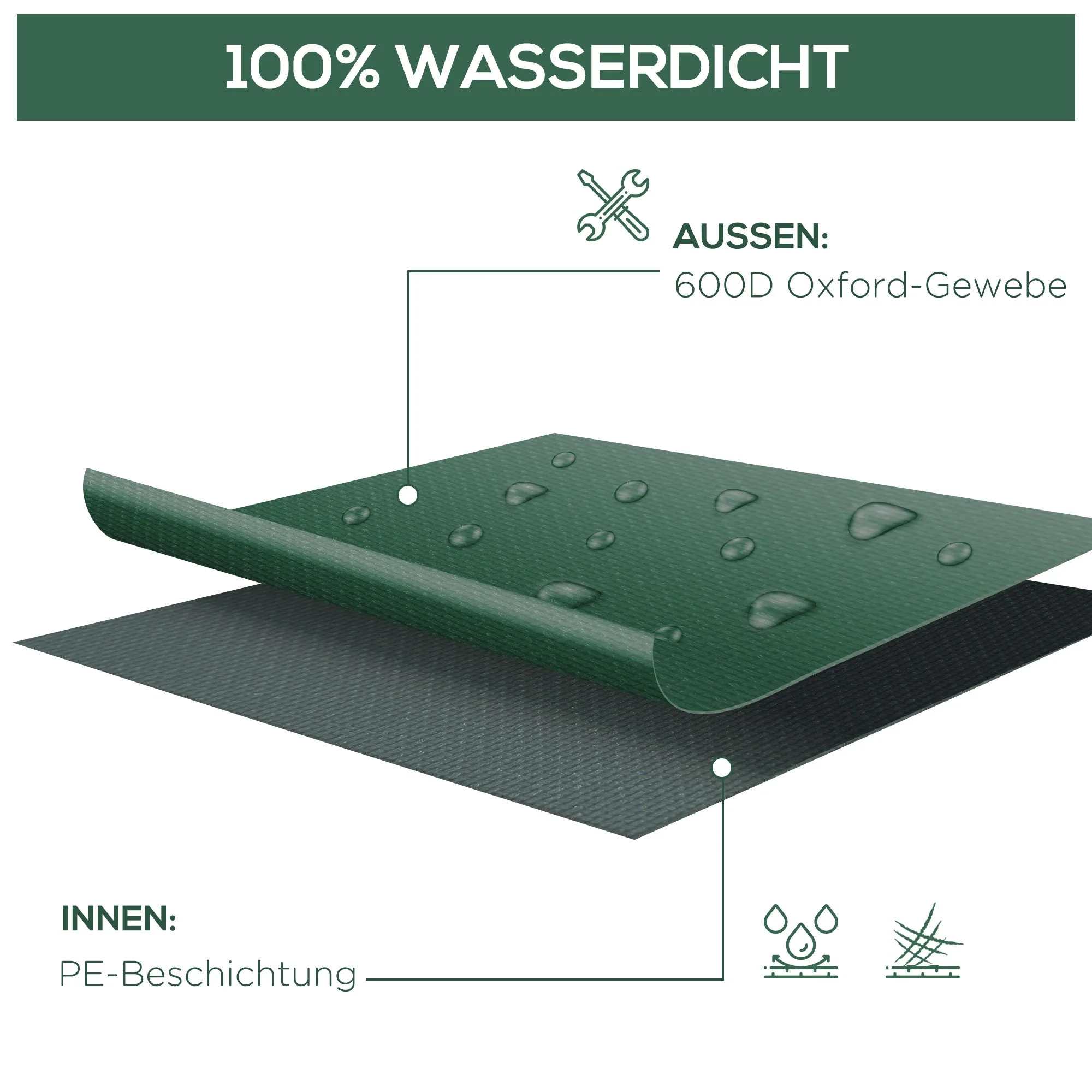 Protective Cover, Garden Furniture 600D Oxford, Green - Image 10