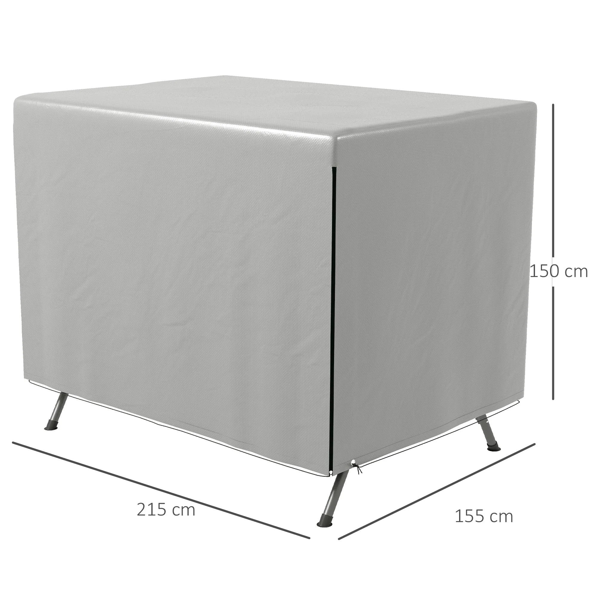 Protective Cover Waterproof UV Protection Rectangular PE Grey - Image 3