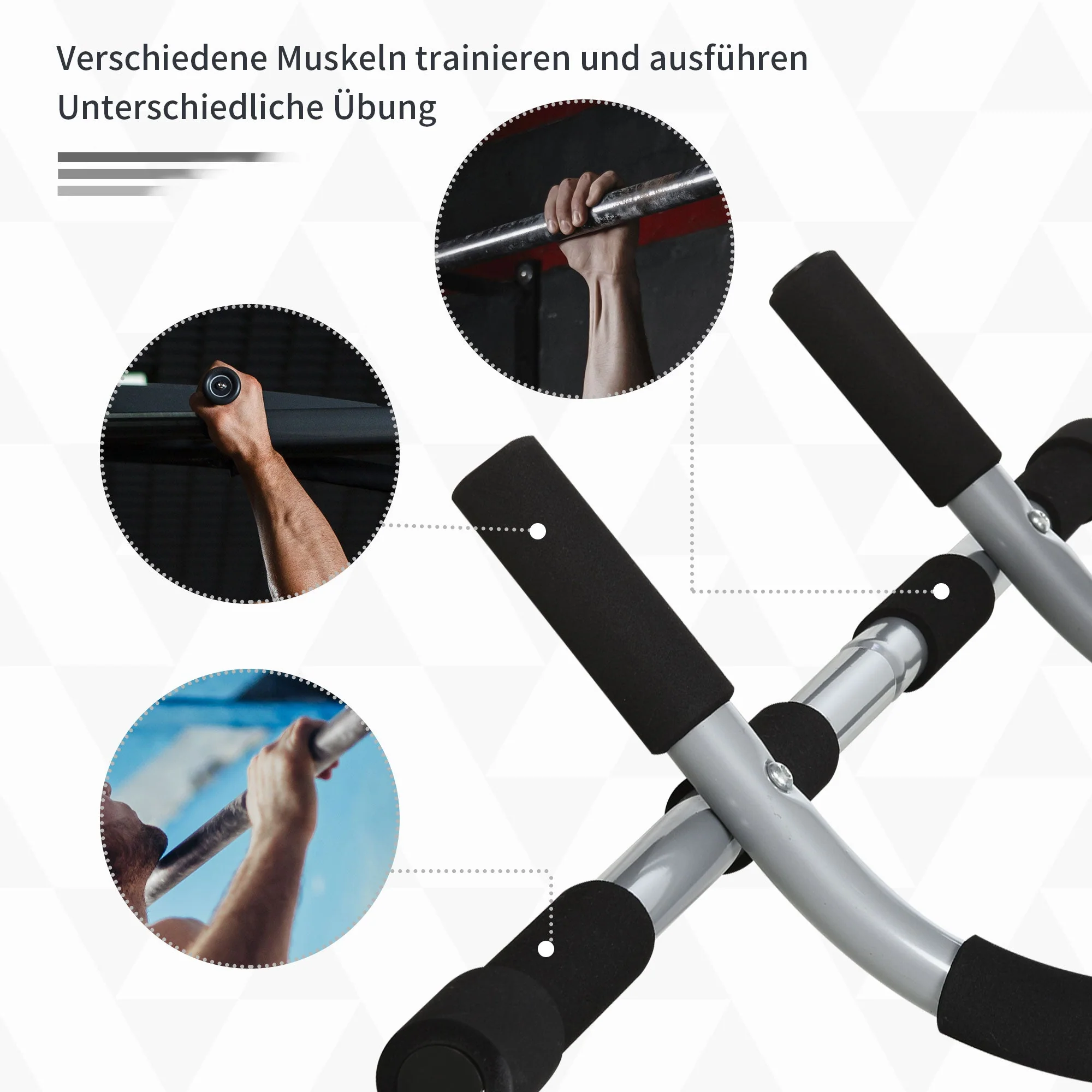 Pull-up Bar Multifunctional Training Bracket Door Bar Steel Black Grey - Image 5