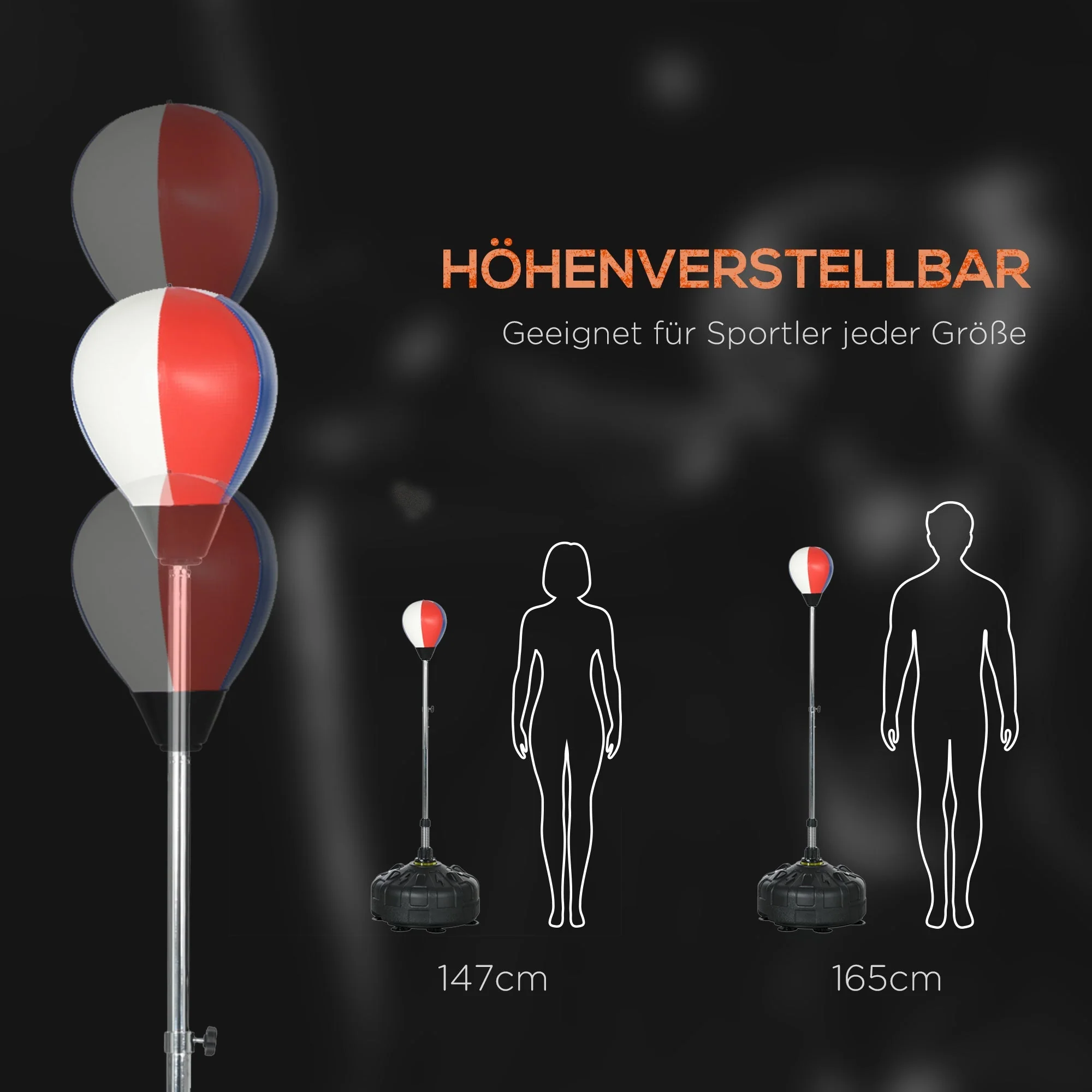 Punching Ball, Height Adjustable Standing Boxing Trainer, Black - Image 5