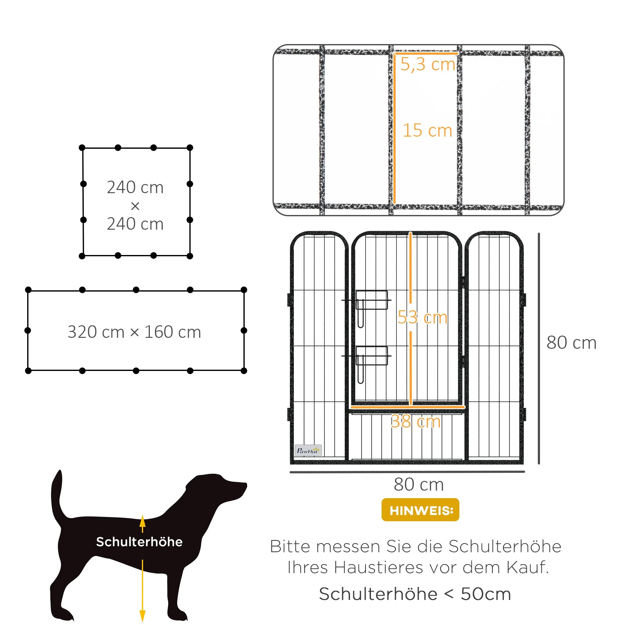 Puppy Playpen 12-Piece, 80cm High, Steel, Gray - Image 3