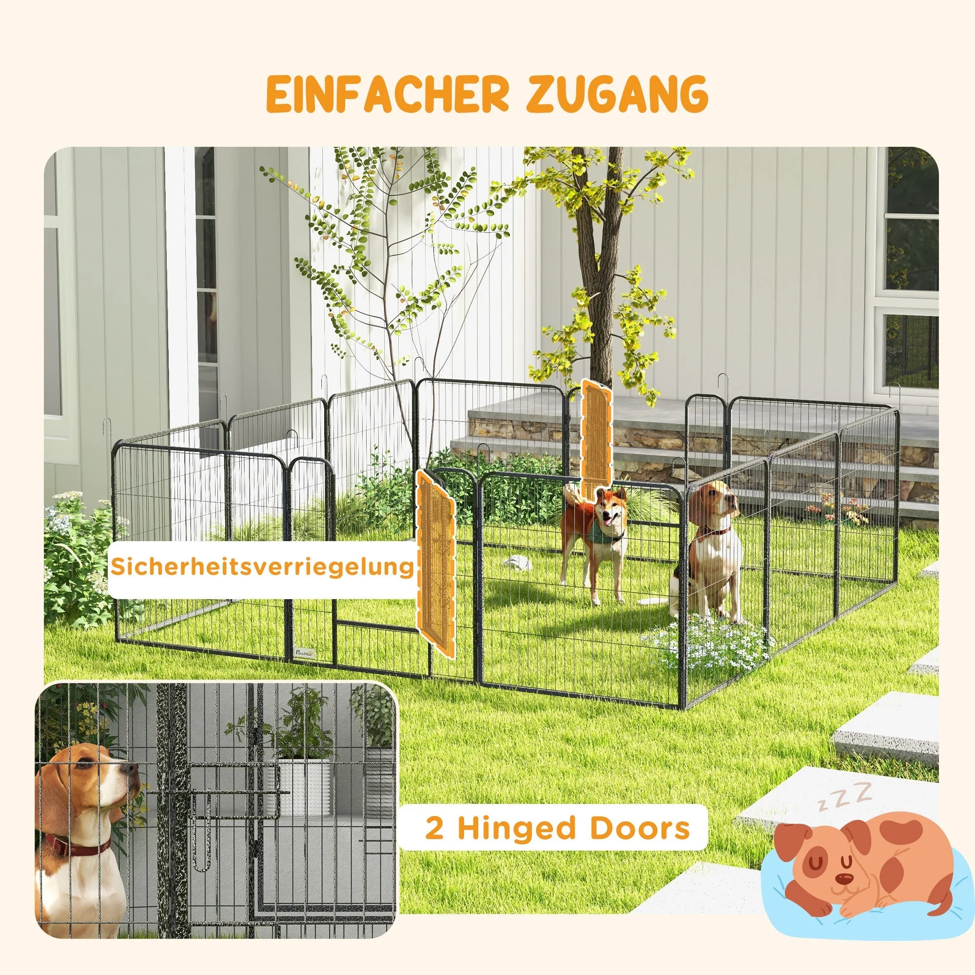 Puppy Playpen 12-Piece, 80cm High, Steel, Gray - Image 5