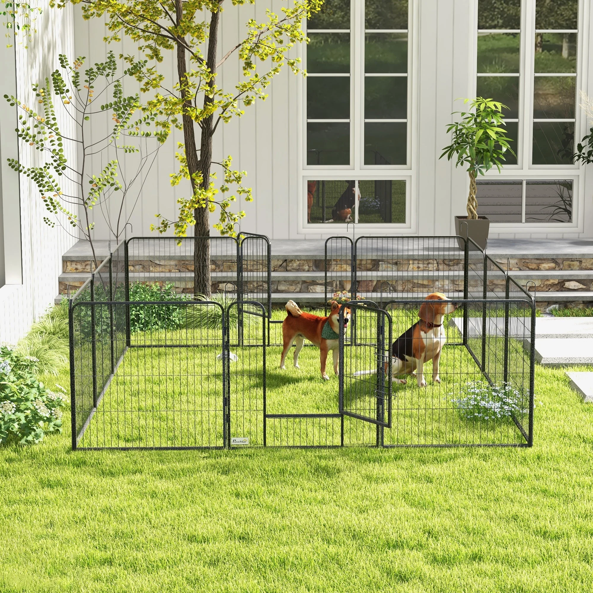 Puppy Playpen 12-Piece, 80cm High, Steel, Gray - Image 7