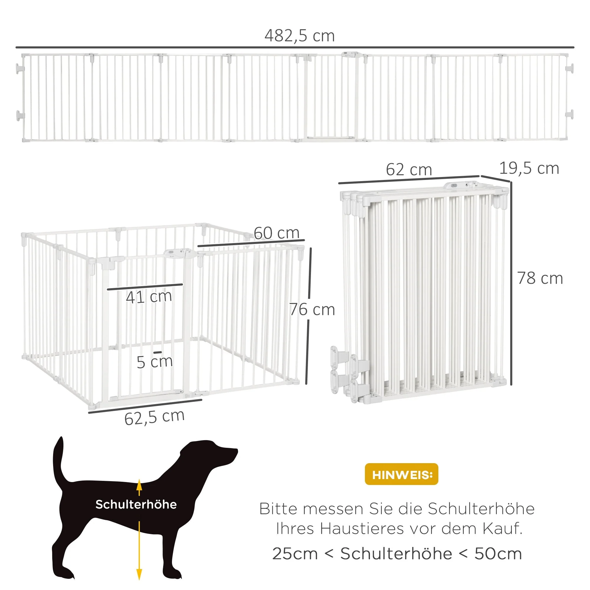 Puppy Playpen, Flexible Foldable 8 Panels, White - Image 3