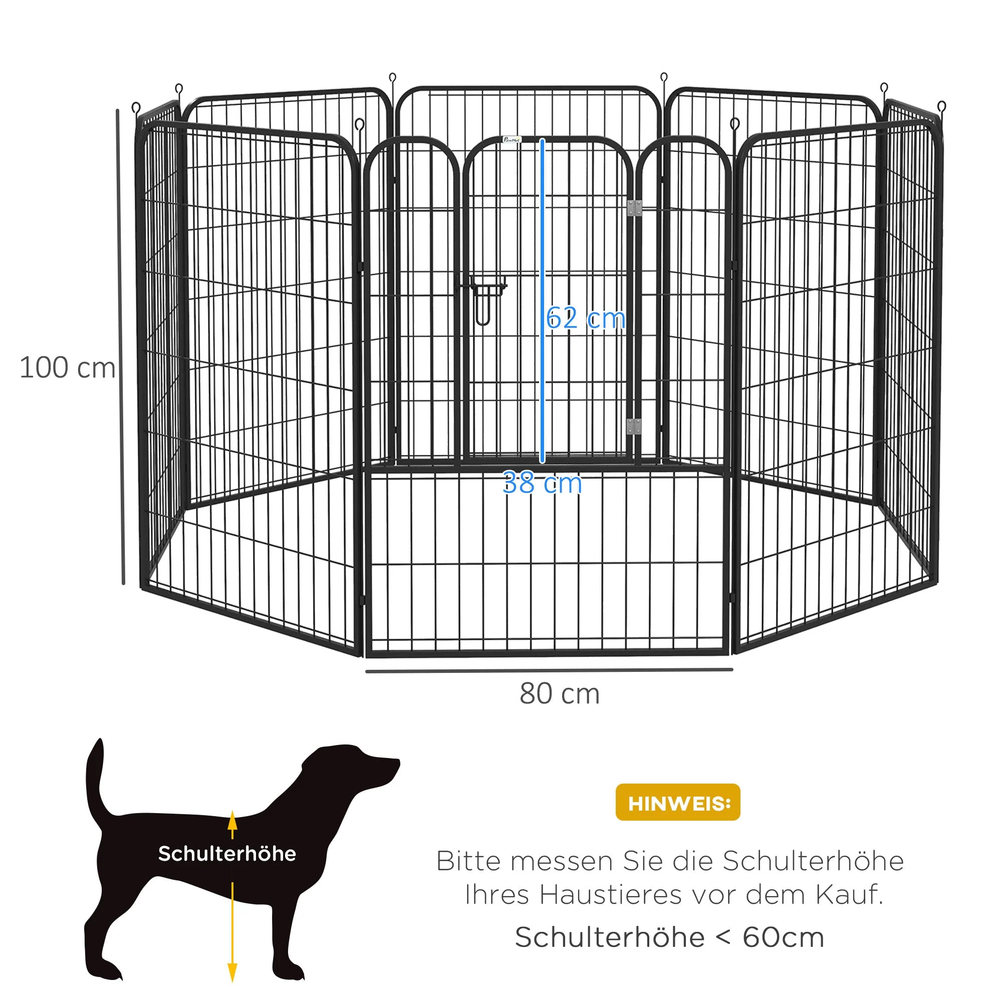 Puppy Playpen, Outdoor Enclosure, with Door, Metal Black - Image 3