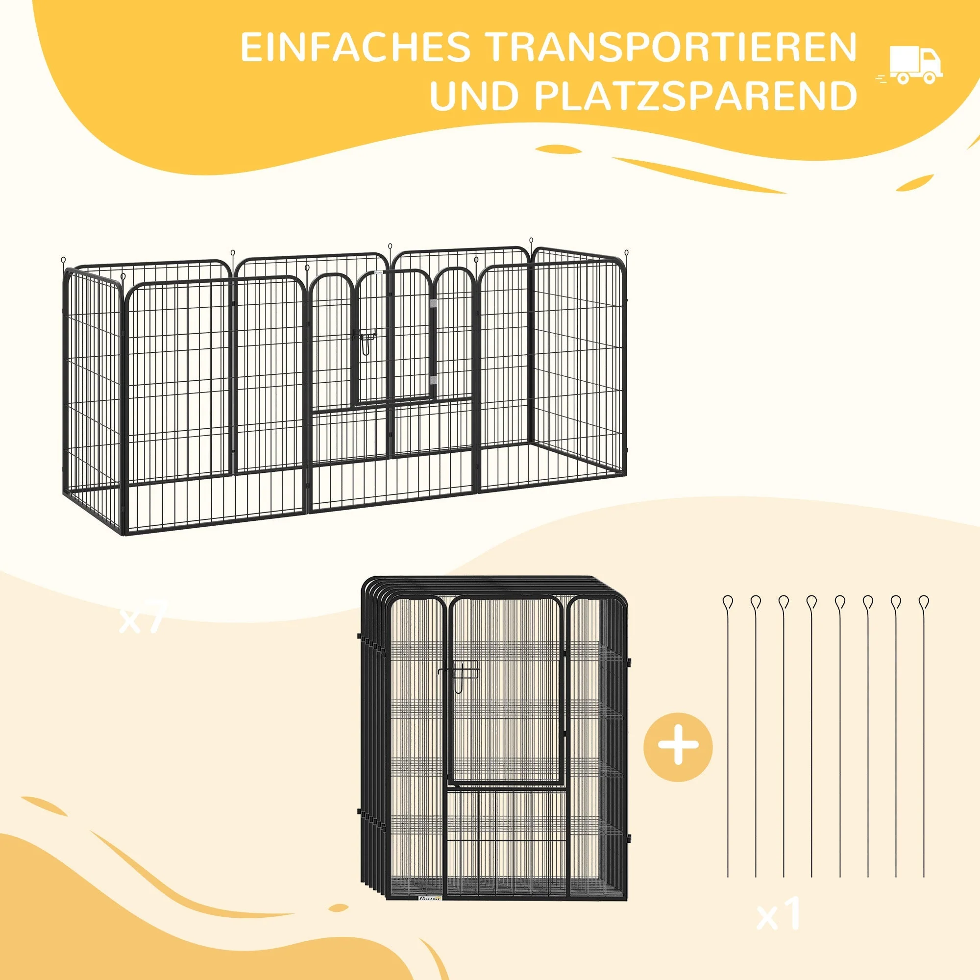 Puppy Playpen, Outdoor Enclosure, with Door, Metal Black - Image 4
