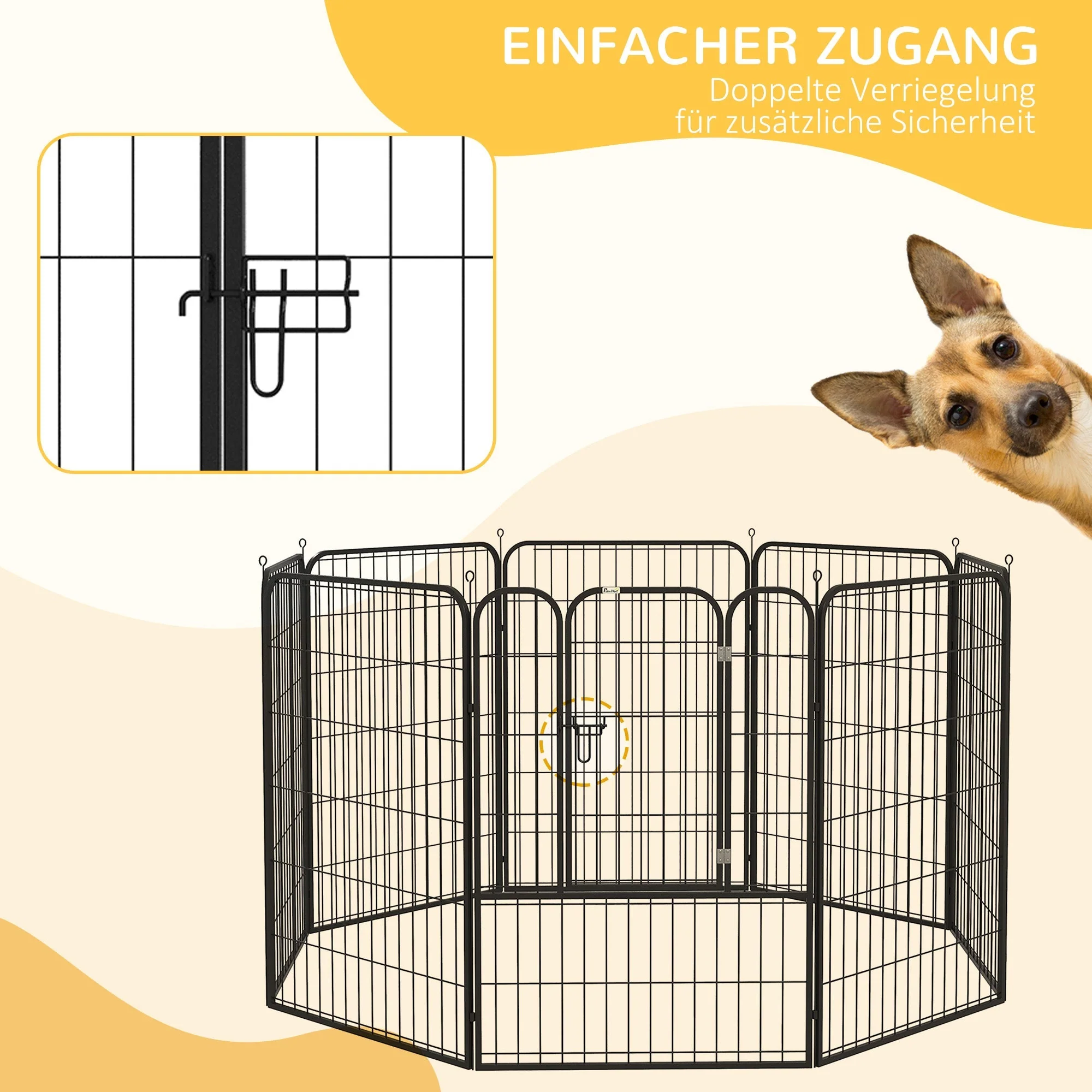 Puppy Playpen, Outdoor Enclosure, with Door, Metal Black - Image 5