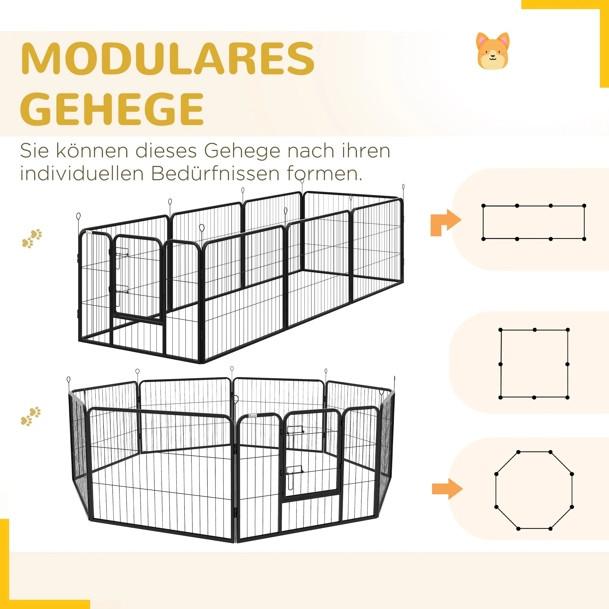 Puppy Run 8 Panel Outdoor Playpen with Door, Metal - Image 4