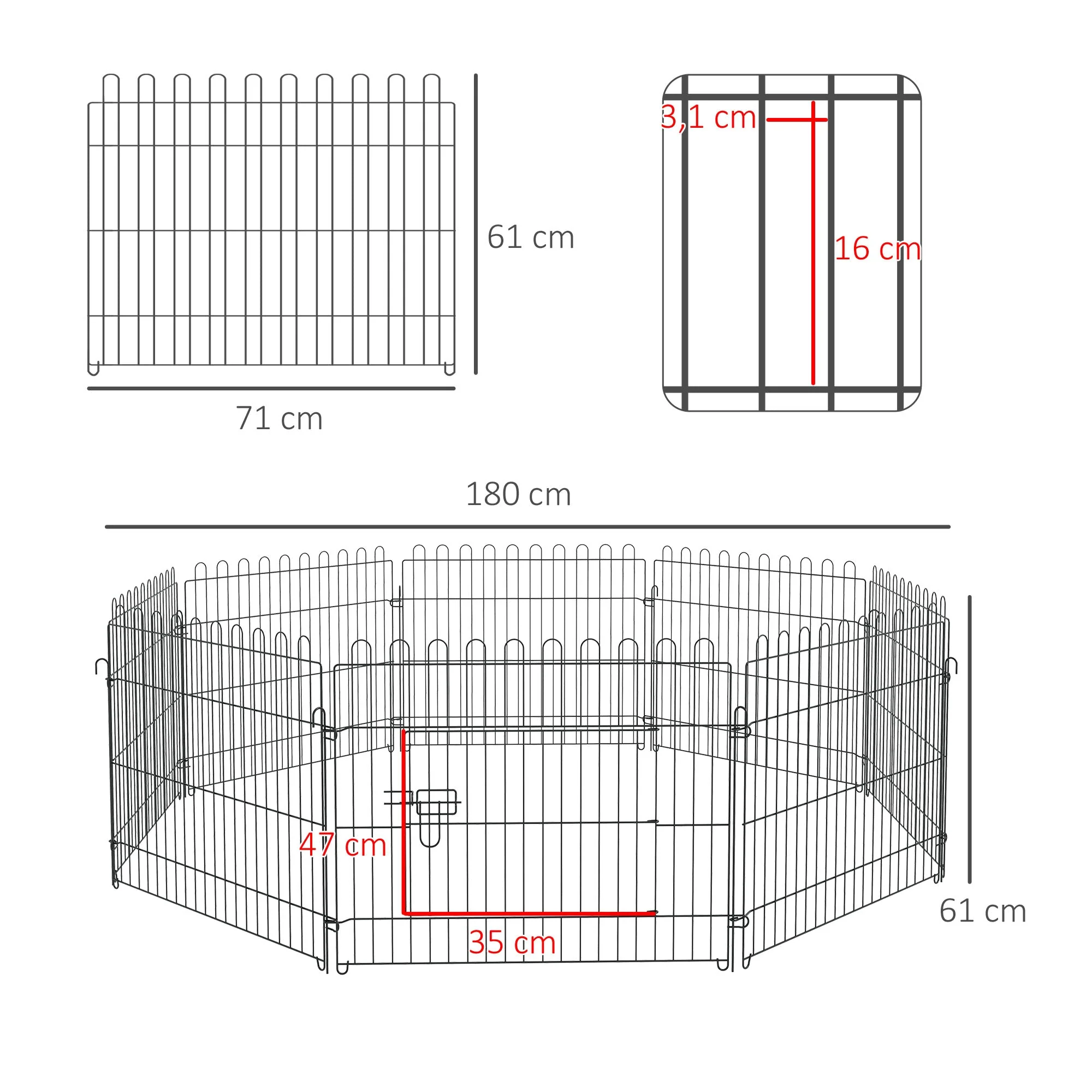 Puppy Run, Flexible Fence Playpen, 5 Sizes, Metal - Image 3