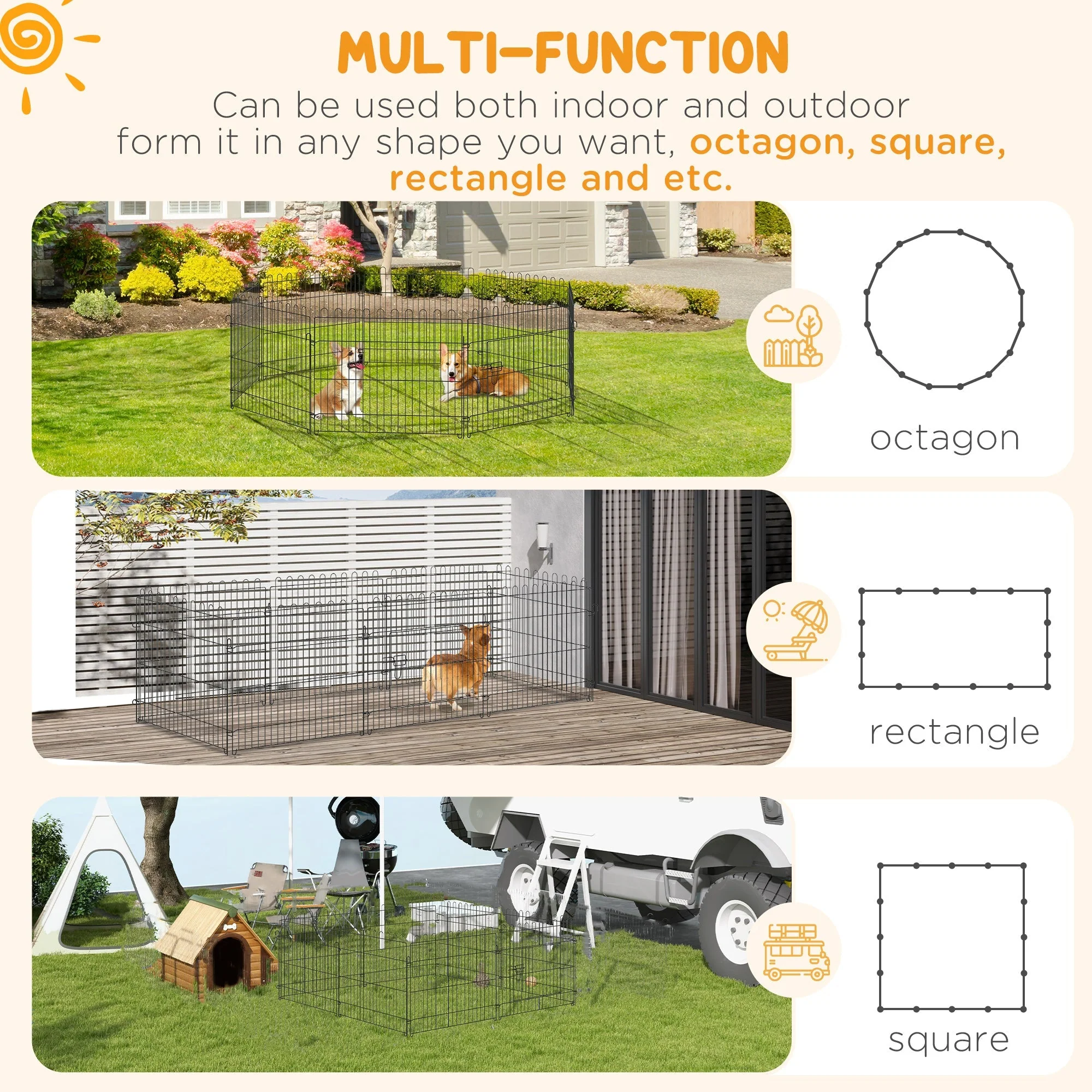 Puppy Run, Flexible Fence Playpen, 5 Sizes, Metal - Image 5