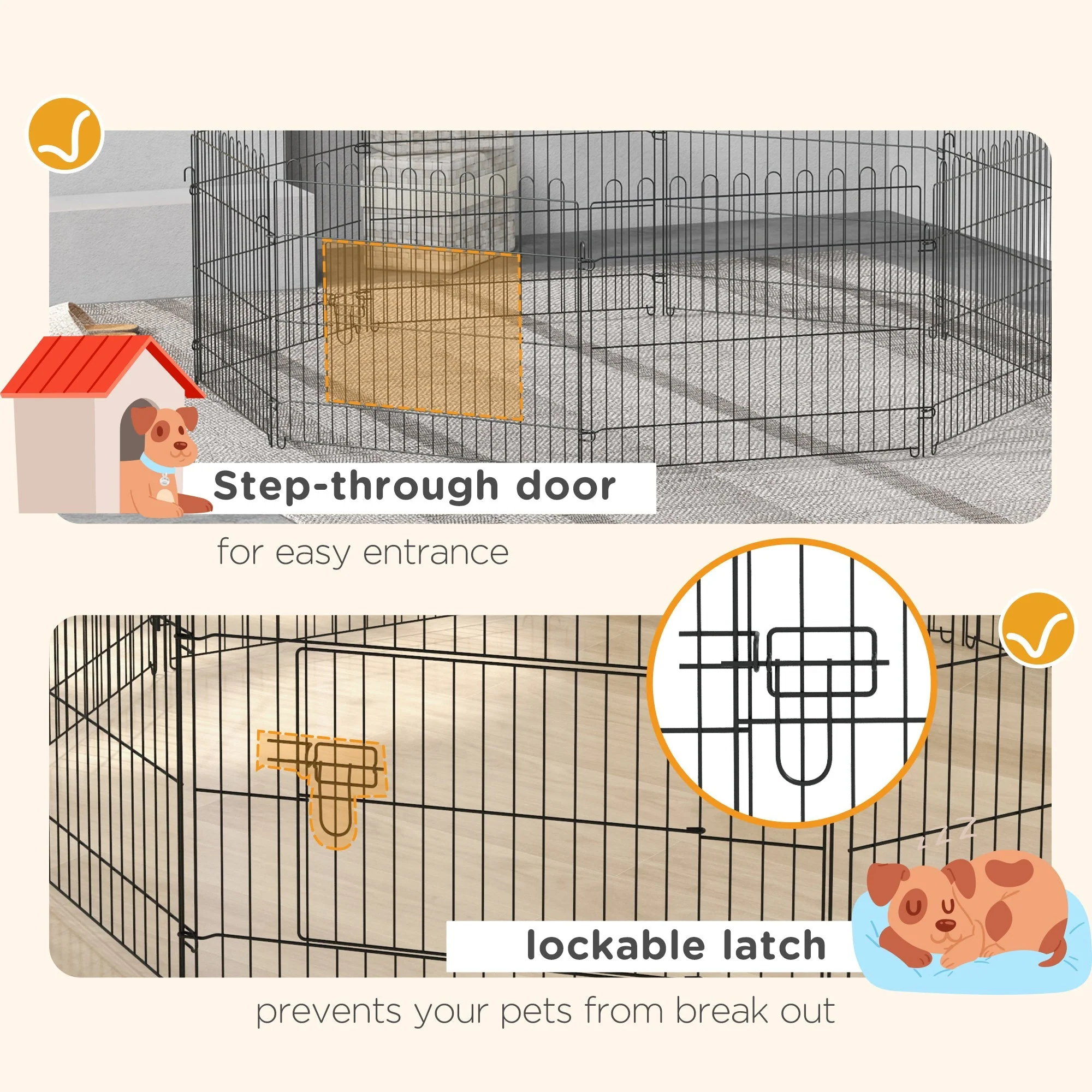 Puppy Run, Flexible Fence Playpen, 5 Sizes, Metal - Image 6