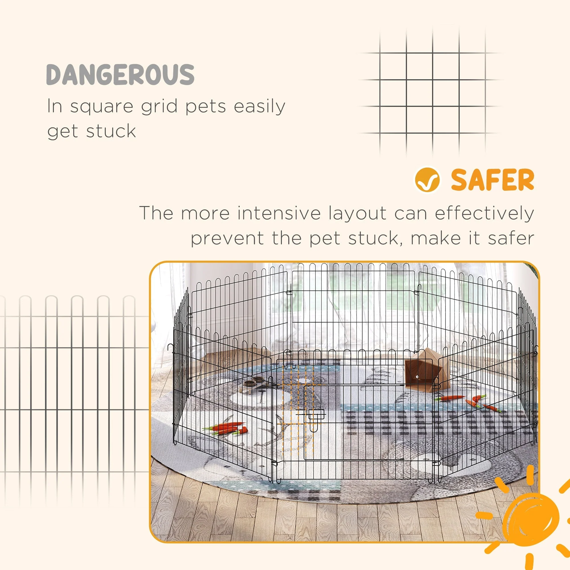 Puppy Run, Flexible Fence Playpen, 5 Sizes, Metal - Image 7