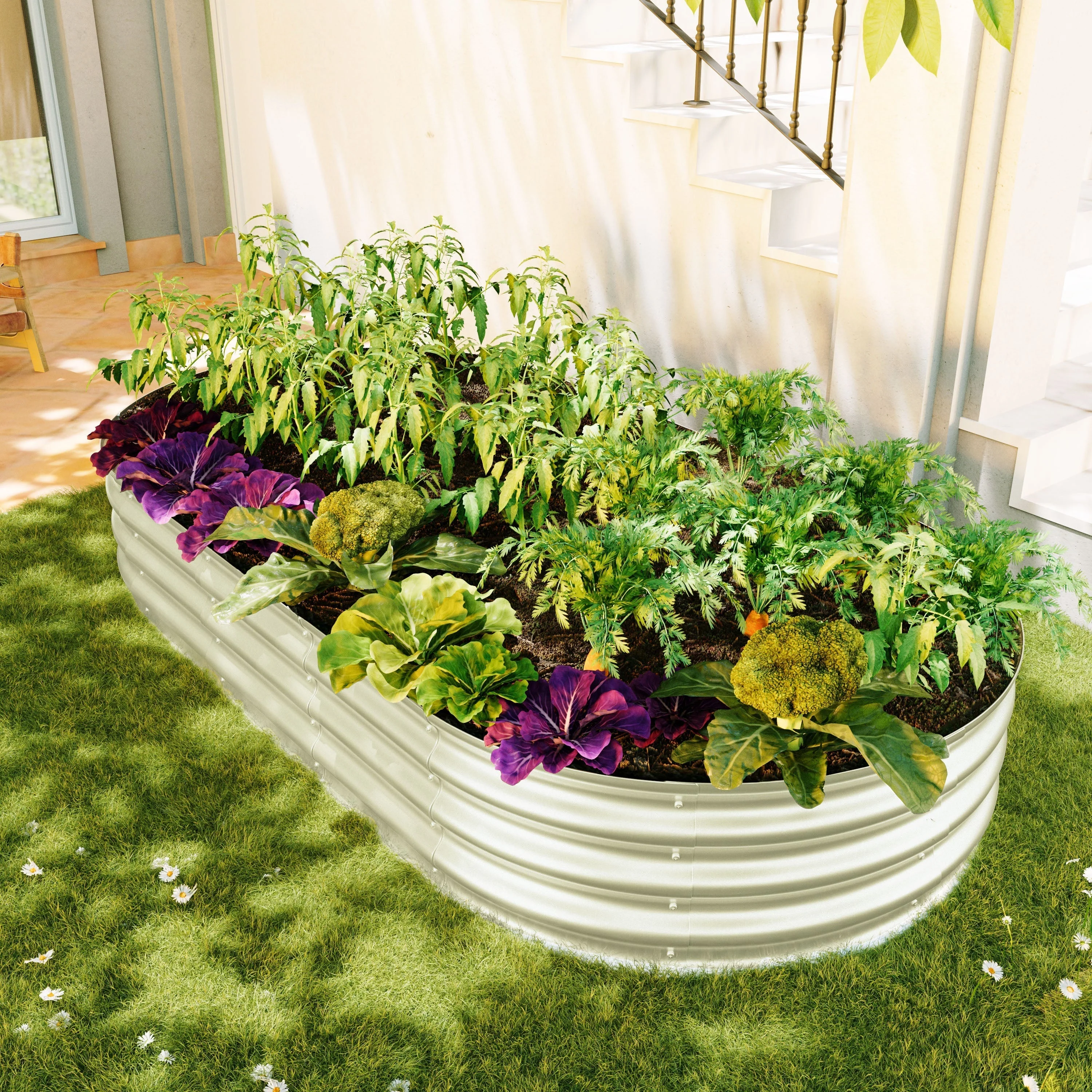 Raised Bed Metal Galvanized Planter Elevated Garden Kit, Rust Resistant, Easy Assembly, 6x3x1ft, Metal